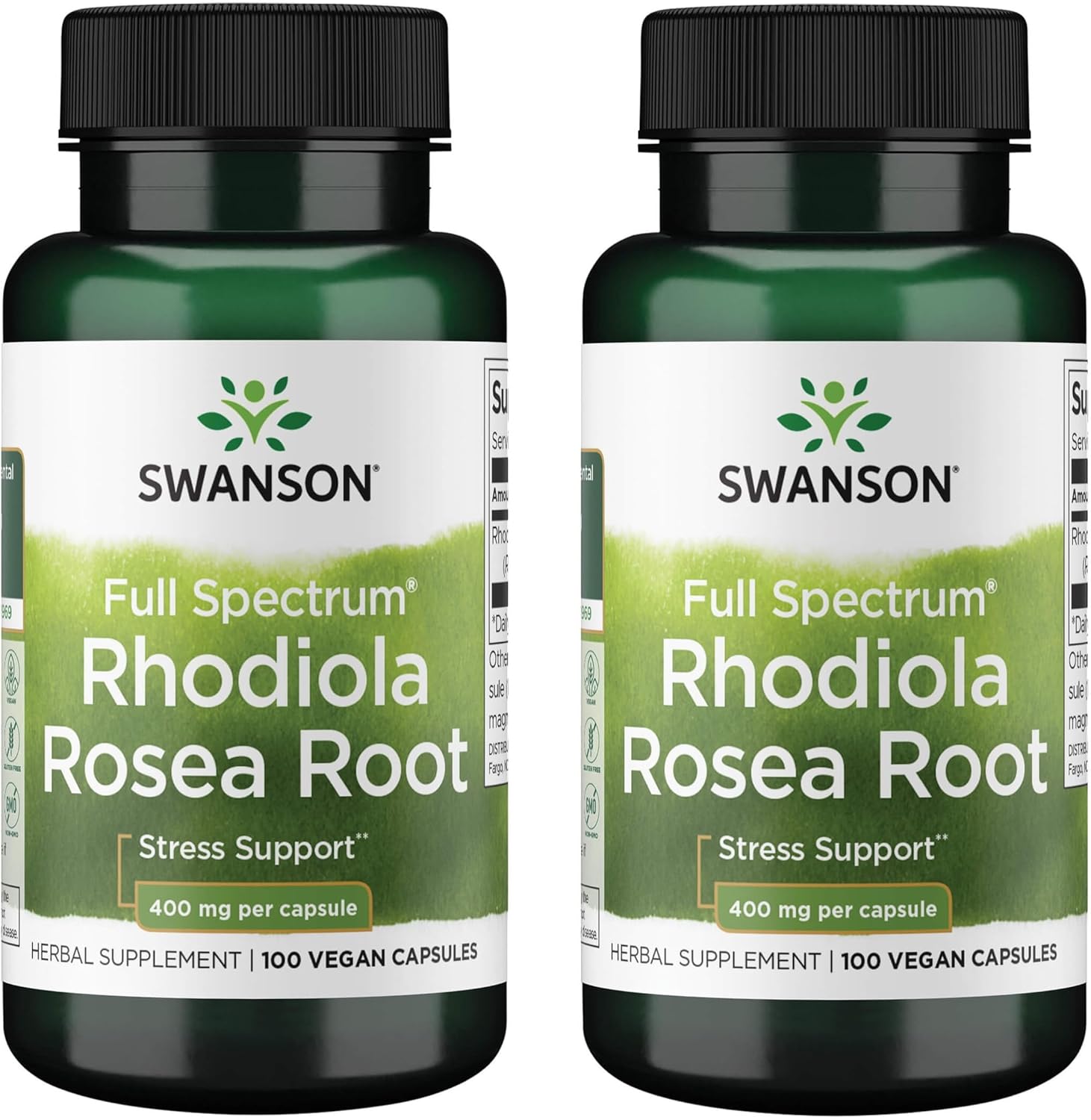 Swanson Rhodiola Rosea Root – Adaptogenic Herb Supplement Promoting Mood Balance & Stress Support – Natural Formula for Energy Support – (100 Capsules, 400mg Each) (2 Pack)