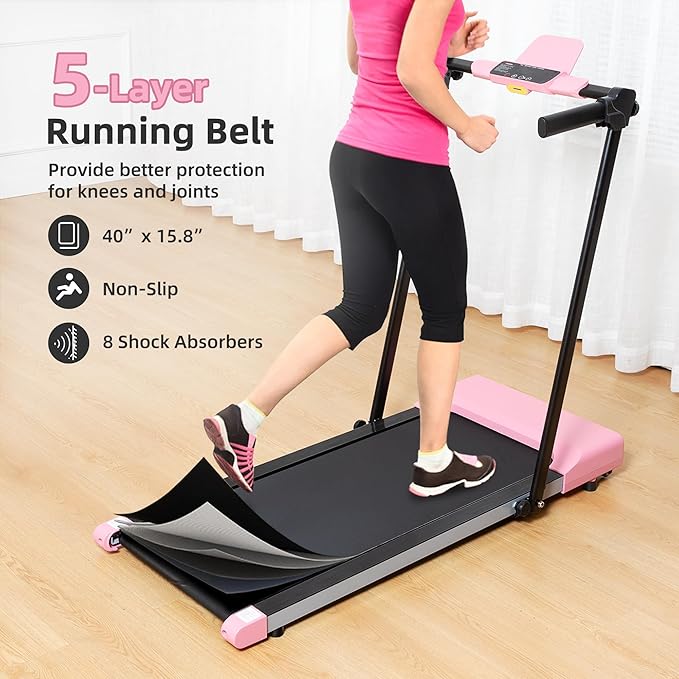 Caminadora Eléctrica Plegable 2.5HP con Manubrio, Color Rosa miniatura 4