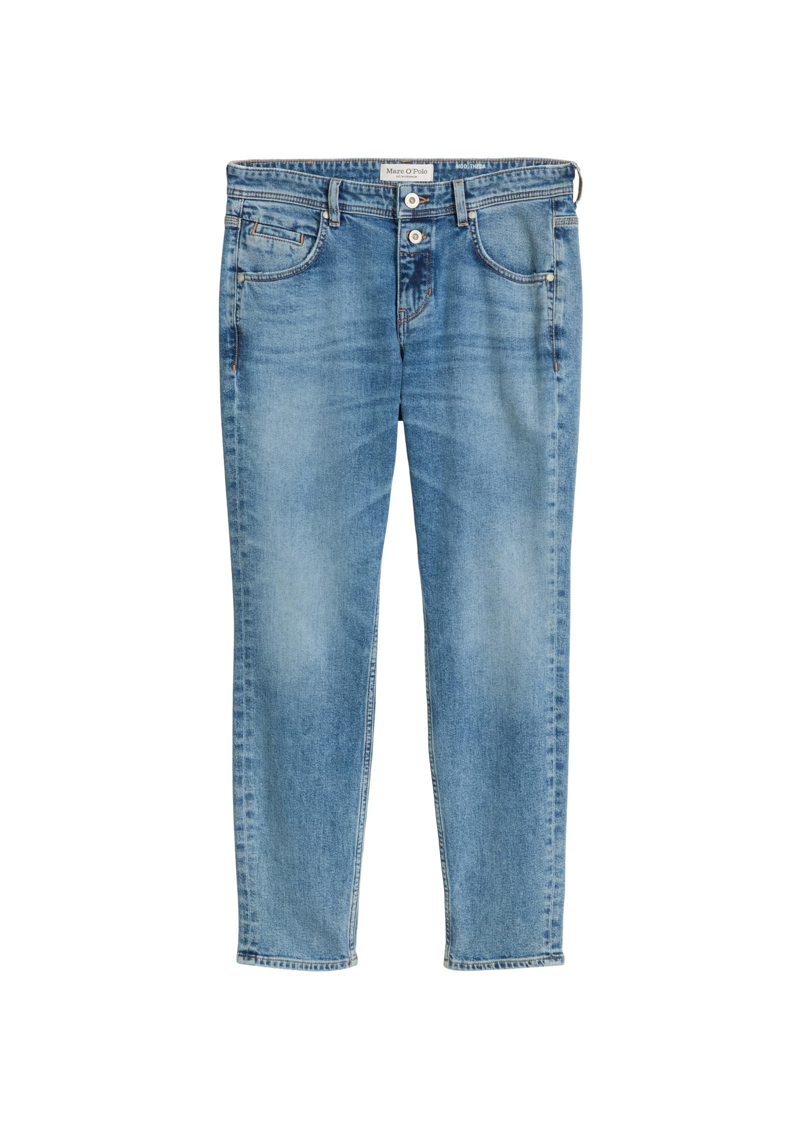 MARC O'POLO Boyfriend-Jeans aus Bio-Baumwoll-Mix, Länge 32, blau (sustainable clean blau wash)