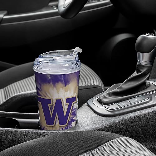 Miniatura 90 de Rico Industries NCAA - Vaso de acrílico con purpurina de 24 onzas con tapa con bisagras, vaso de doble pared con licencia oficial y popote Brillo