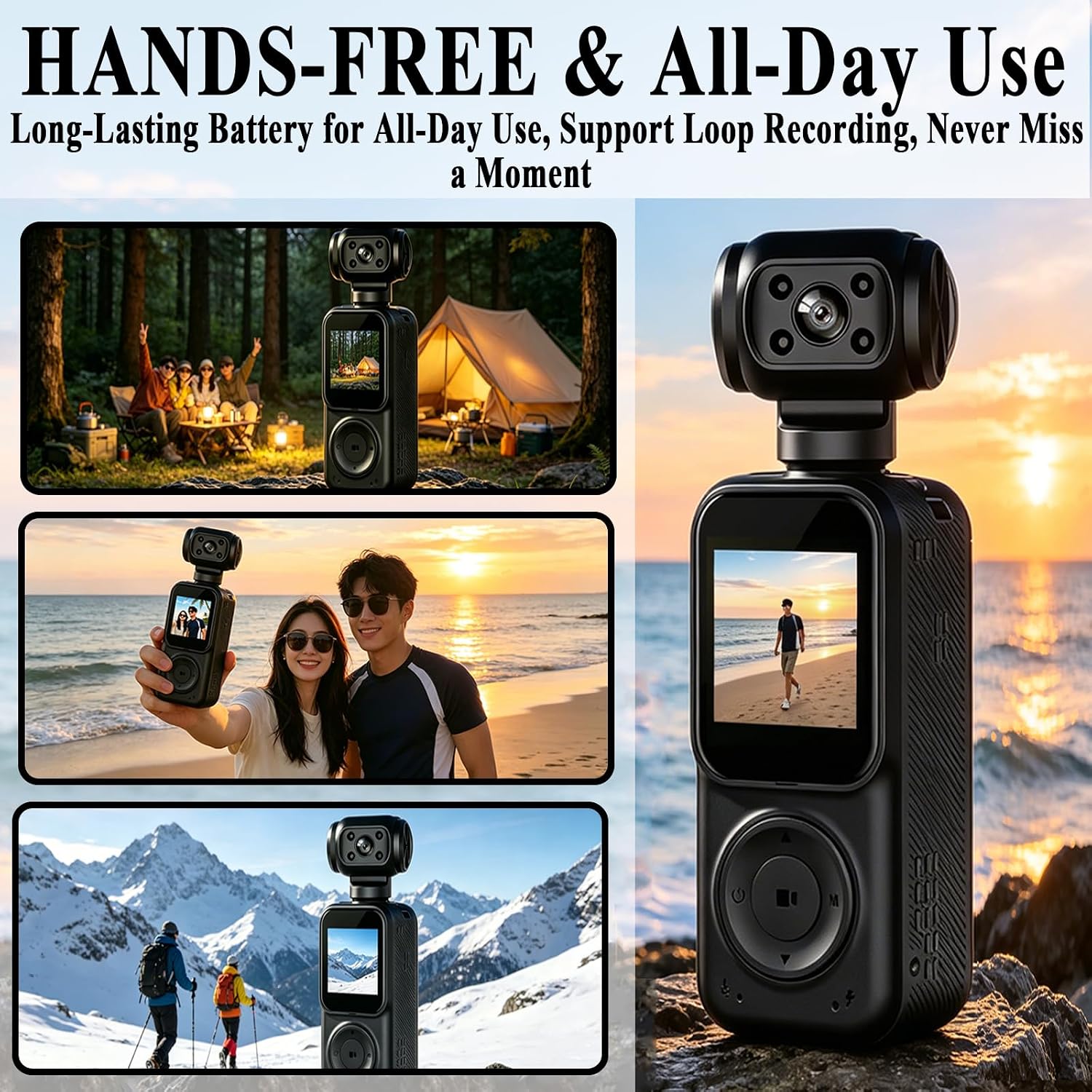 Pocket Camera 4K Output 64GB, WiFi Body Cameras with Audio and Video Recording, Dual Light&7 Hour Battery (Green)
