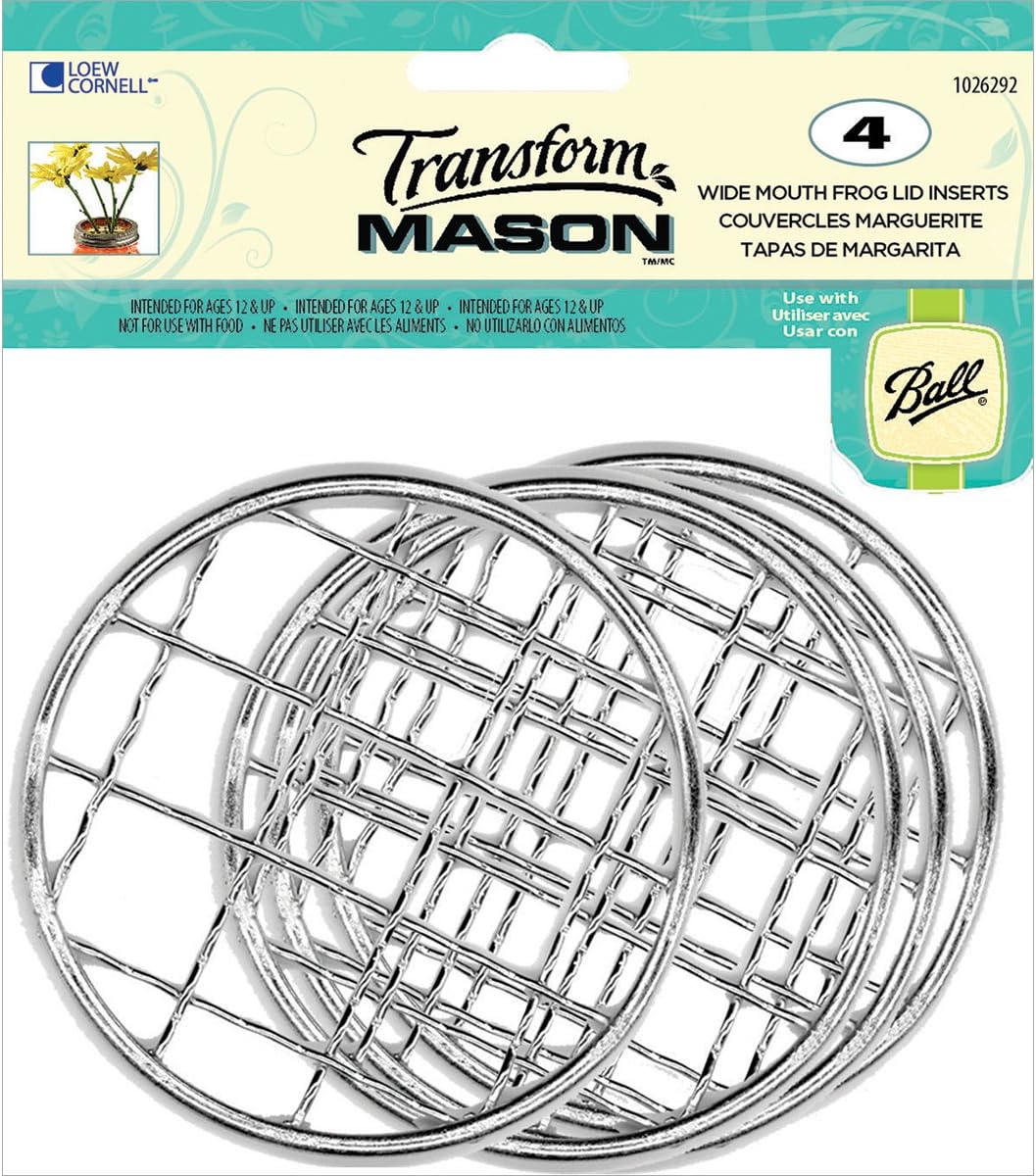 Loew-Cornell Transform Mason Ball Lid Inserts 4/Pkg, Silver Frog - Wide Mouth