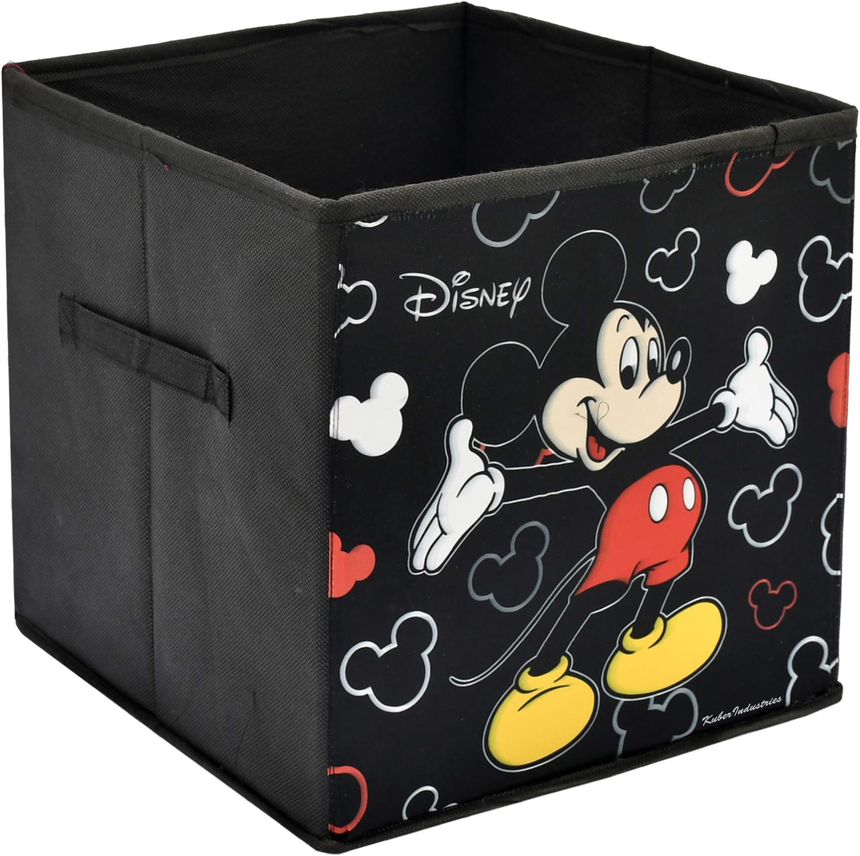 Fun Homes Disney Mickey Mouse Print Non Woven Fabric Foldable Large Size Storage Cube Toy,Books,Shoes Box With Handle,Extra (Black)