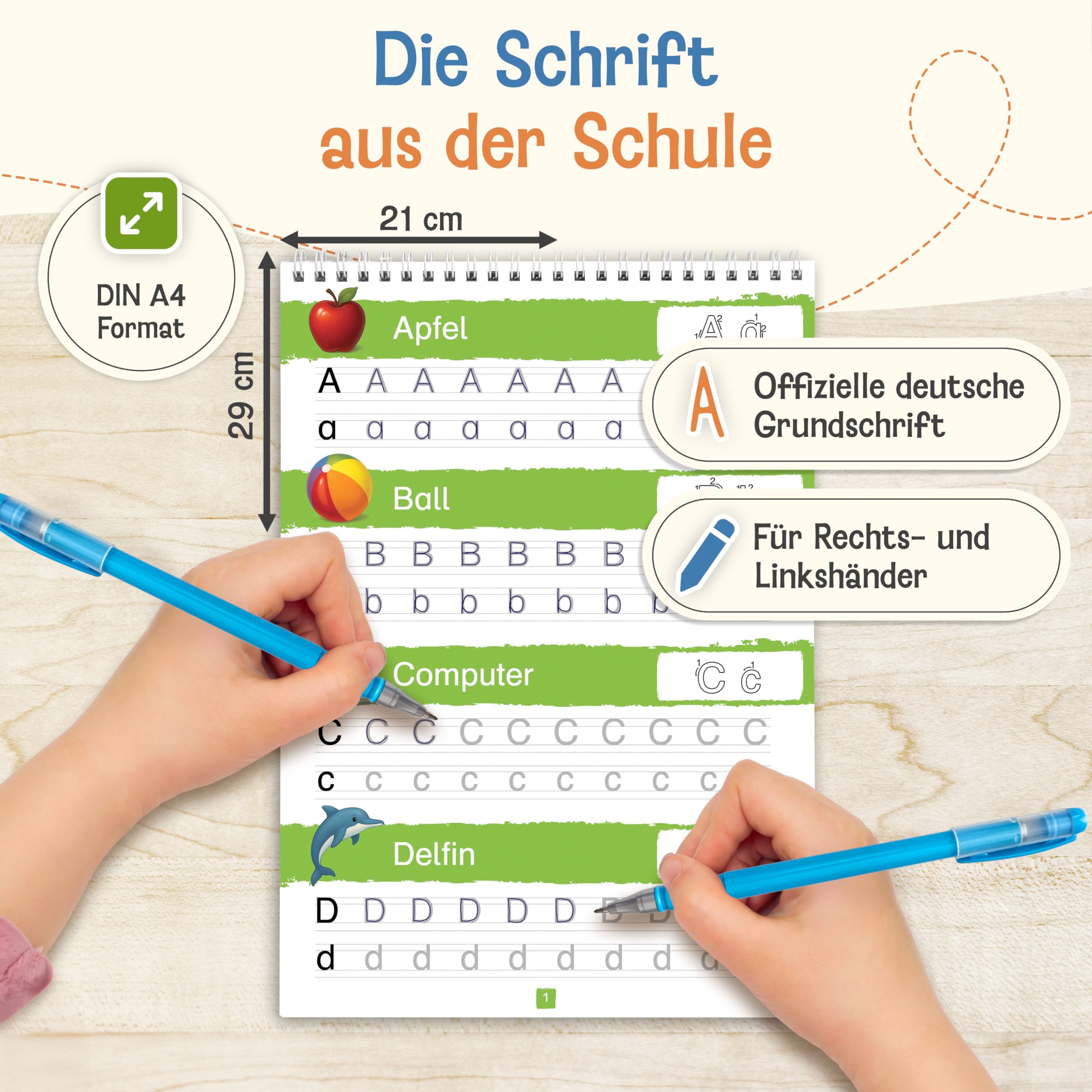 Magische Übungshefte für Vorschule ab 5 Jahren für Mädchen & Jungen - 5 Hefte + Stifte - Wiederverwendbare Vorschulhefte - Buchstaben, Zahlen, Formen und Schreiben lernen - Für Rechts- & Linkshänder