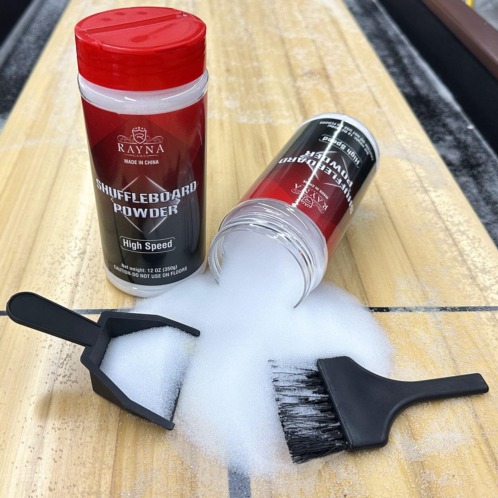 Shuffleboard Sand Wax High/Medium Speed Shuffleboard Powder Set, Shuffleboard Sand with Mini Brush Set（2 Cans）