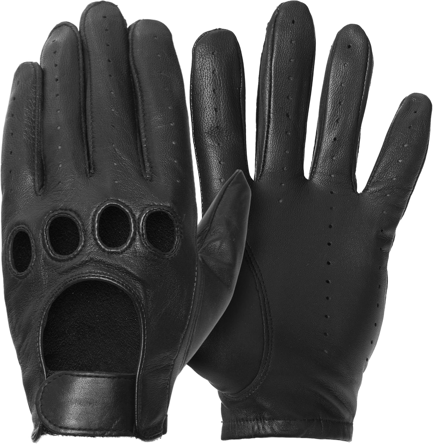 Downshift Men's Driving Glove - Open Knuckle, Breathable, Unlined Premium Sheepskin Leather for Comfort & Grip