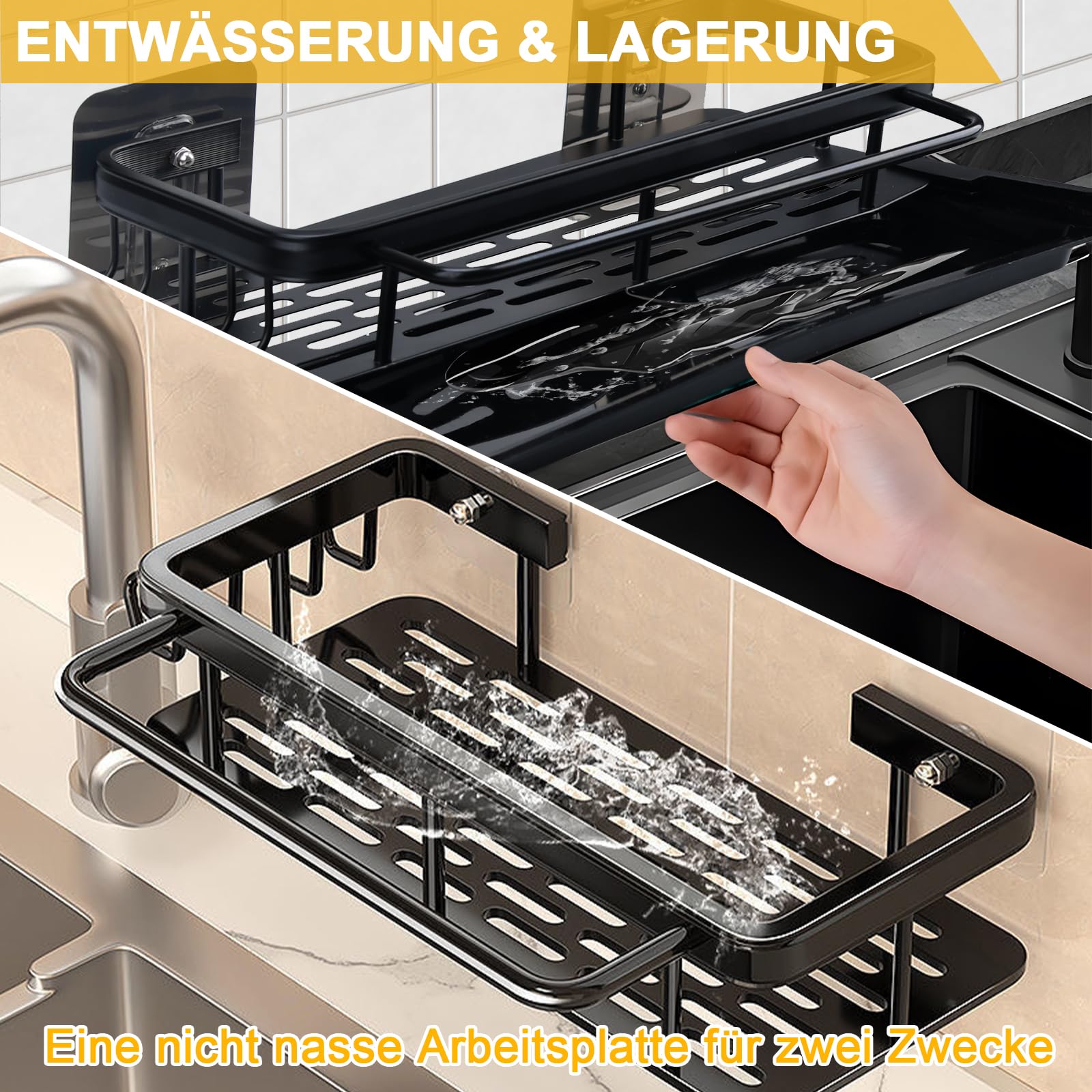 Lot De 4 Porte-éponges En Acier Inoxydable Autocollants – Sans Perçage, Pour évier Cuisine Ou Salle De Bain