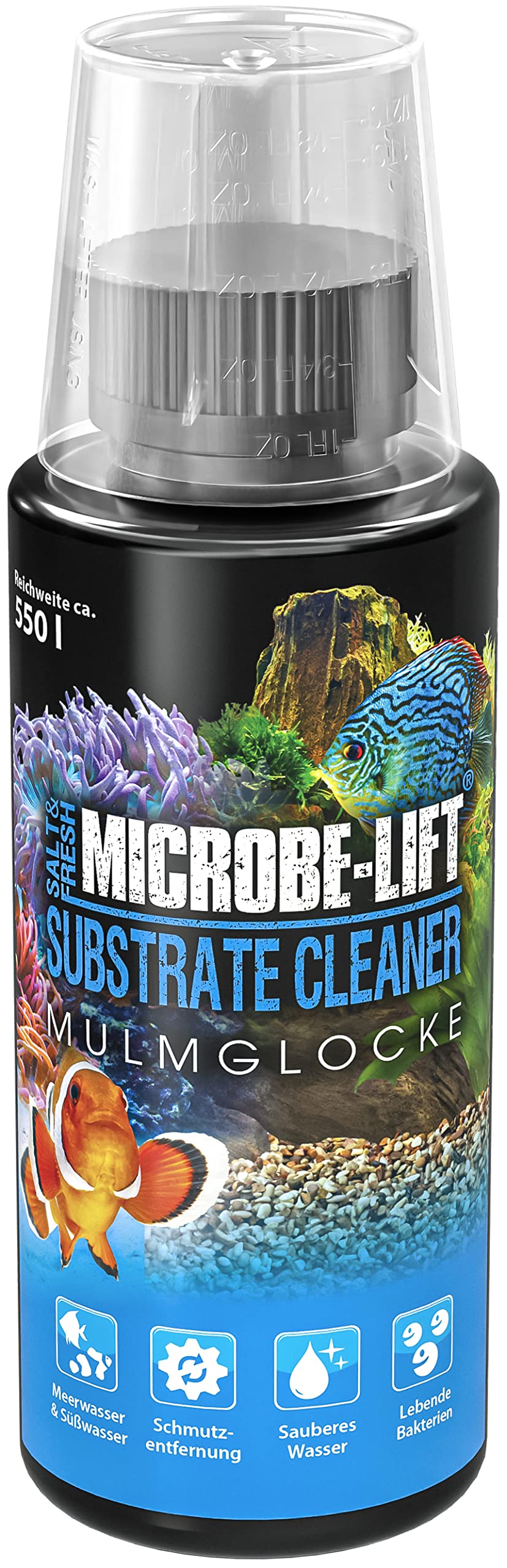 MICROBE-LIFT Substrate Cleaner - 118 ml - 100% Organic Floor Cleaning for Sea & Freshwater Aquariums, Removes Sum & Grime, Supports Healthy Aquarium Life