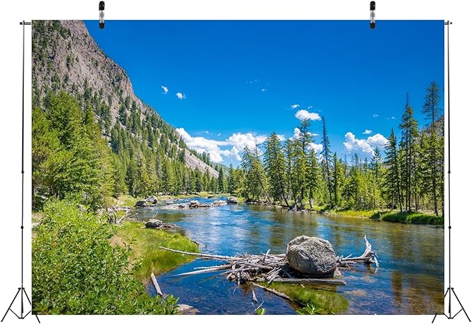 BELECO Fondo Fotográfico de Tela 8x6ft Lago Montaña miniatura 4