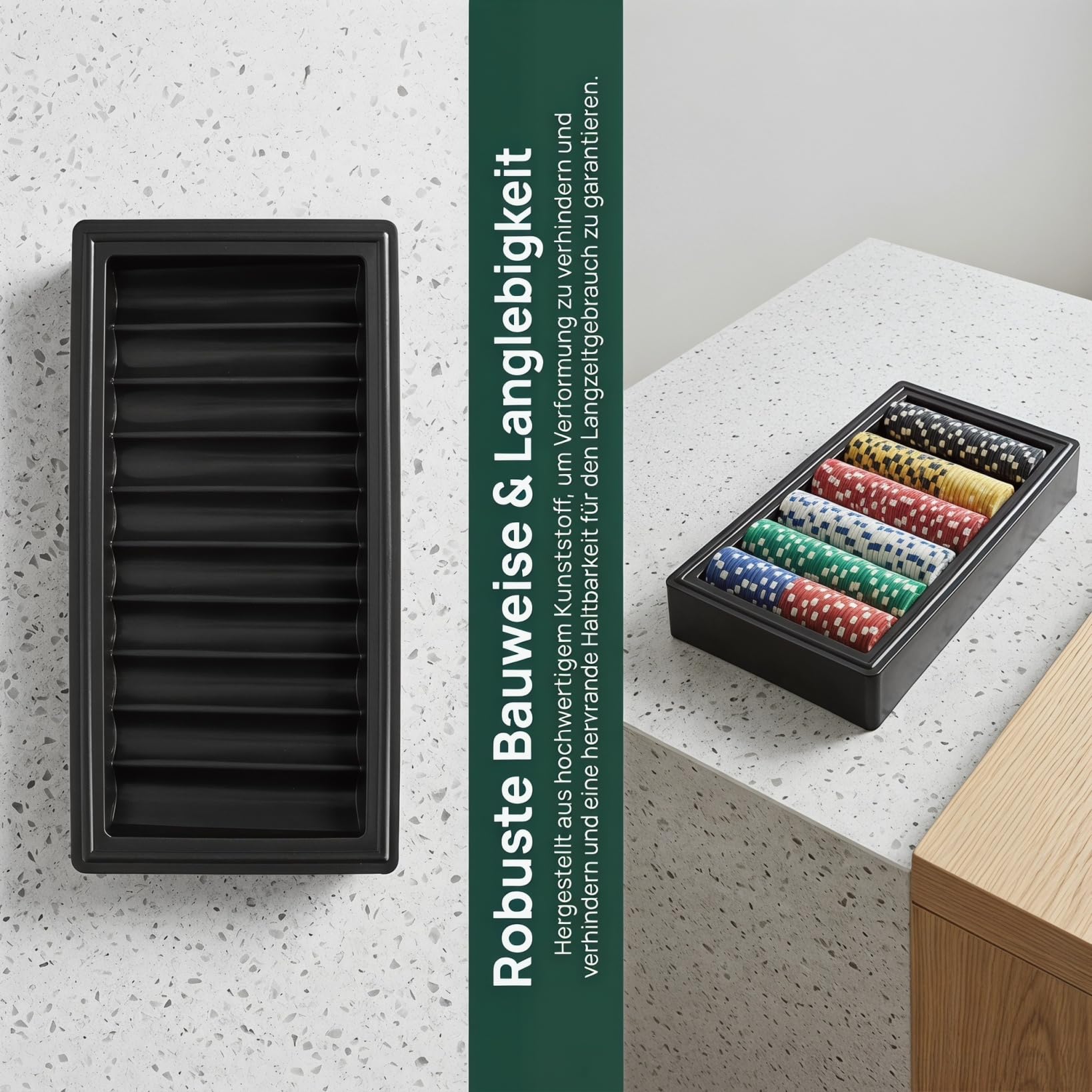 Toyvian Plateau de puces de poker pour table de poker - Plateau de rangement en plastique - 47 x 23 x 4 cm - Pour la maison et le magasin