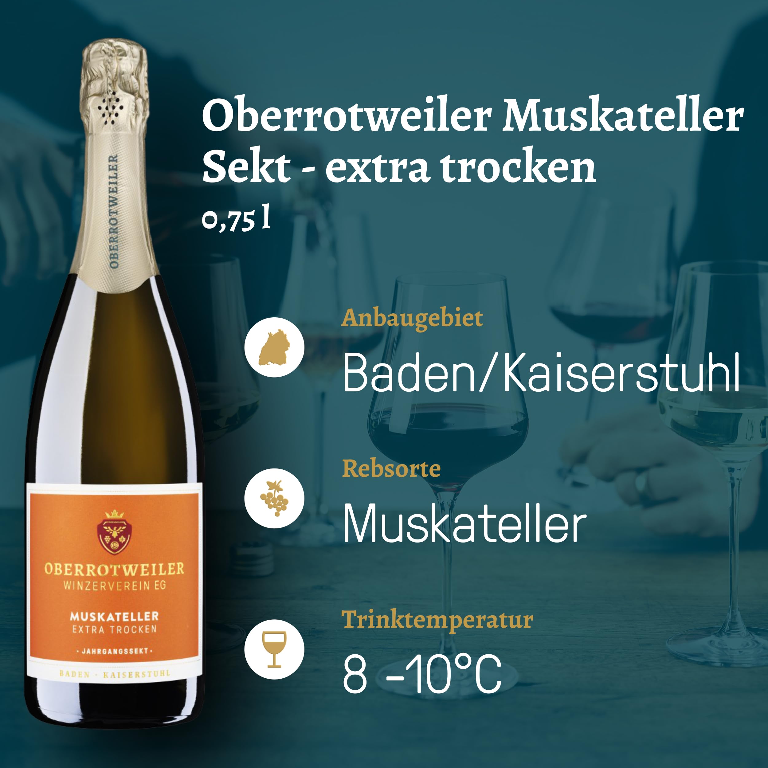 Oberrotweiler Bubbly Wein-Paket - Probierpaket mit Grauburgunder, Rosé & Muskateller Sekt extra trocken - feinperlig, frisch & perfekt als prickelndes Geschenk (3 x 0,75 l)
