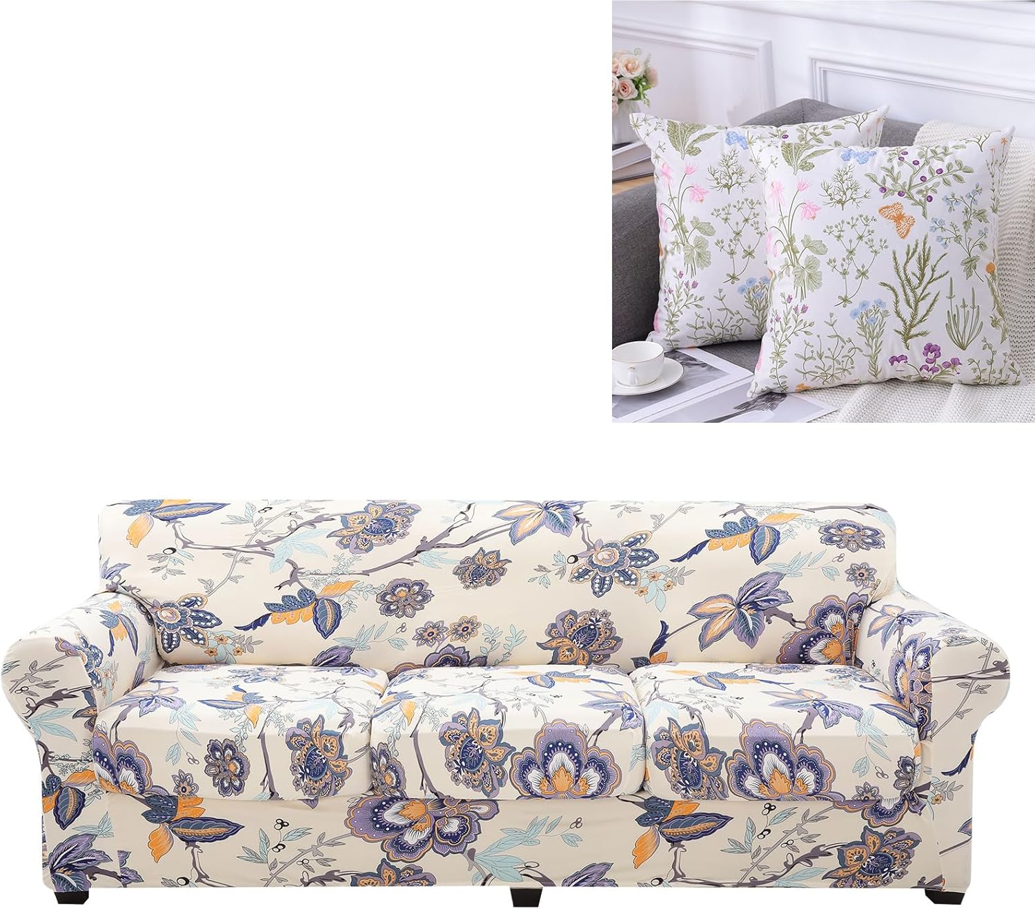 hyha Printed Stretch Sofa Covers for 3 Cushion Couch