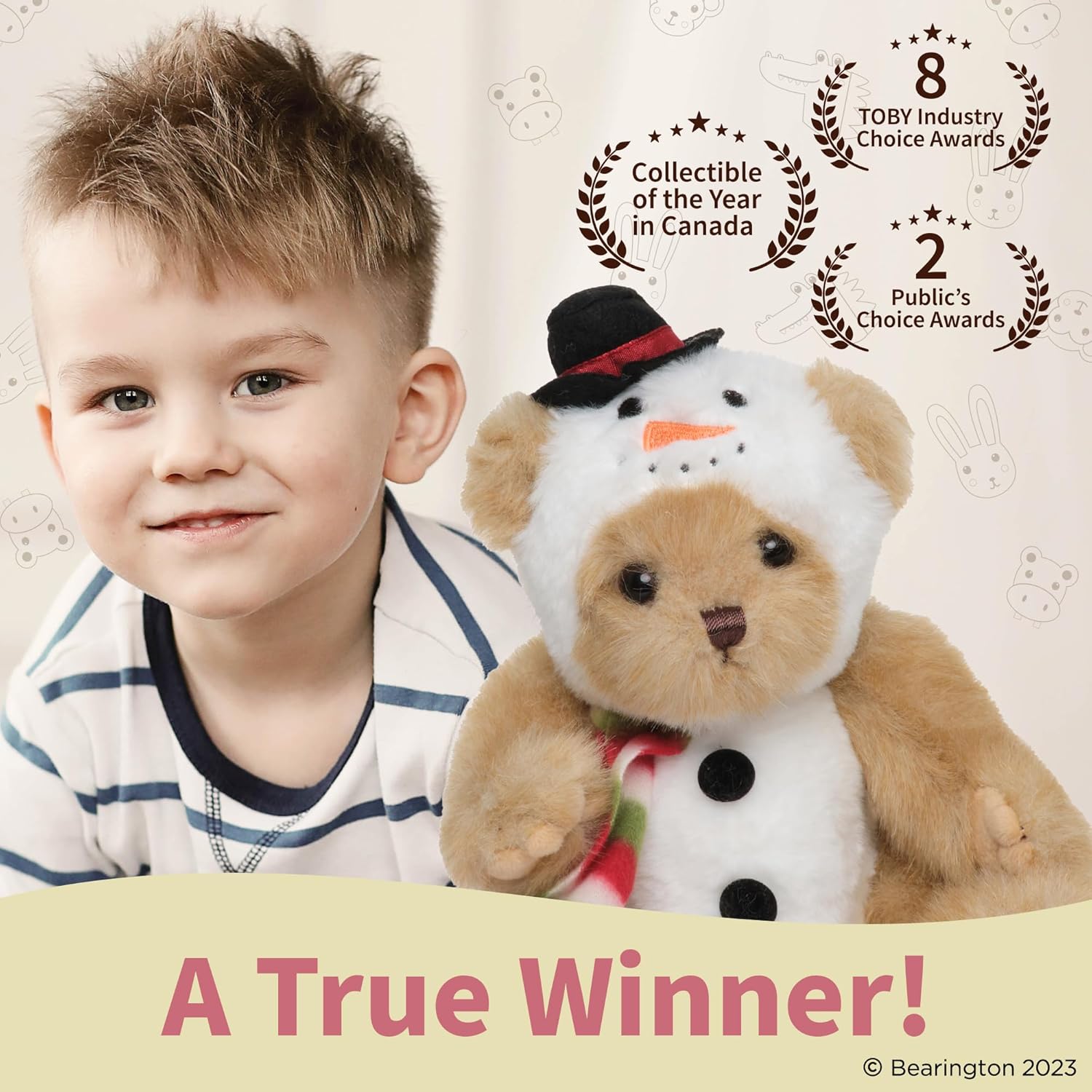 Bearington Christmas Stuffed Animals Christmas Teddy Bear Snowman Plush Winter Stuffed Animals - Froste 10"