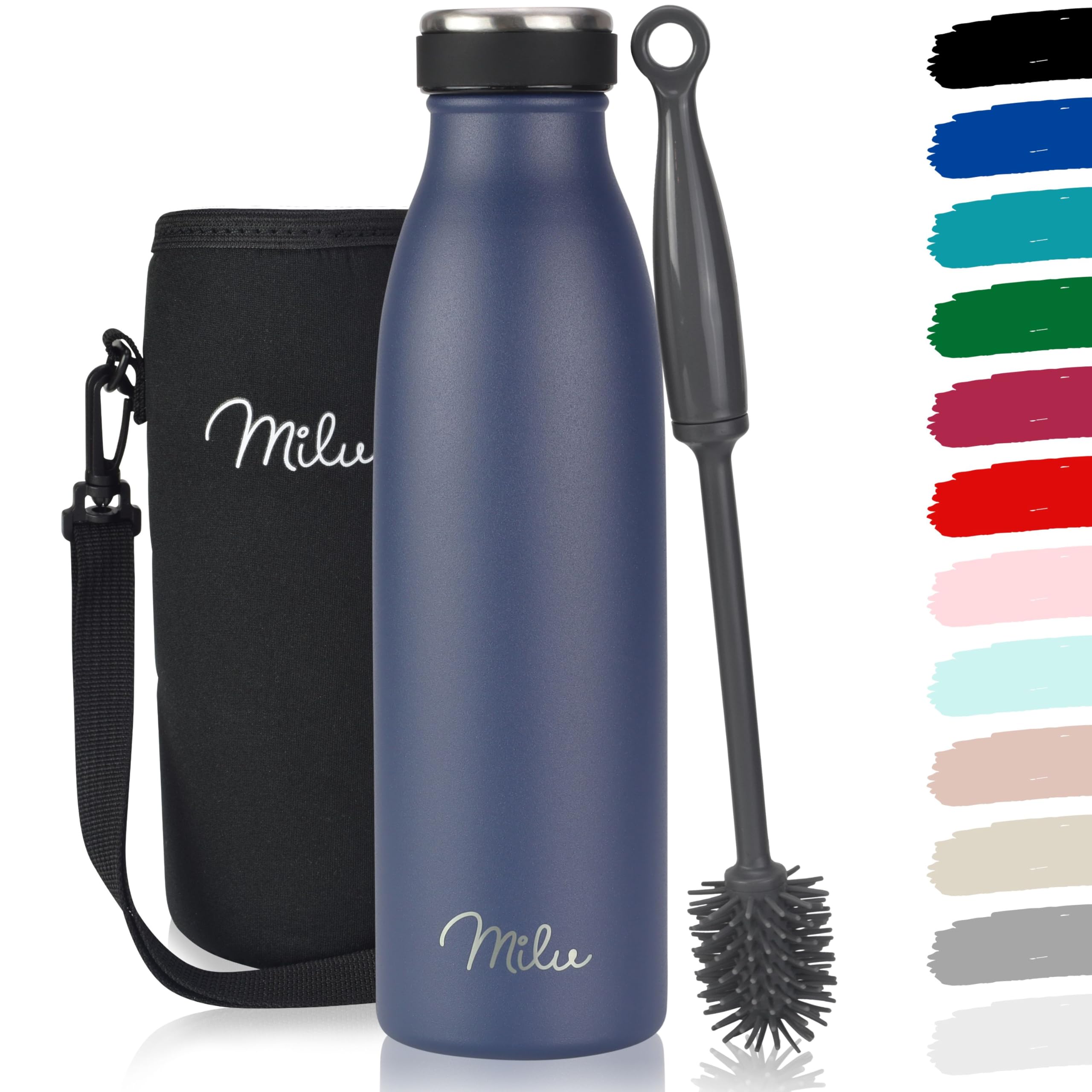 Milu Stainless Steel Drinking Bottle 500 ml, Insulated Thermo Flask for Water, Leak Proof, Insulated and Double Walled