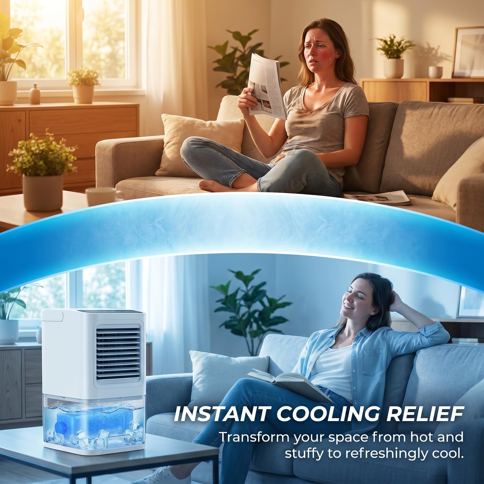 DOITOOL 4 confezioni di ghiaccio per condizionatore d'aria portatile, riutilizzabile, per refrigeratori, portapranzo, ventilatori, refrigeratori, spedizione