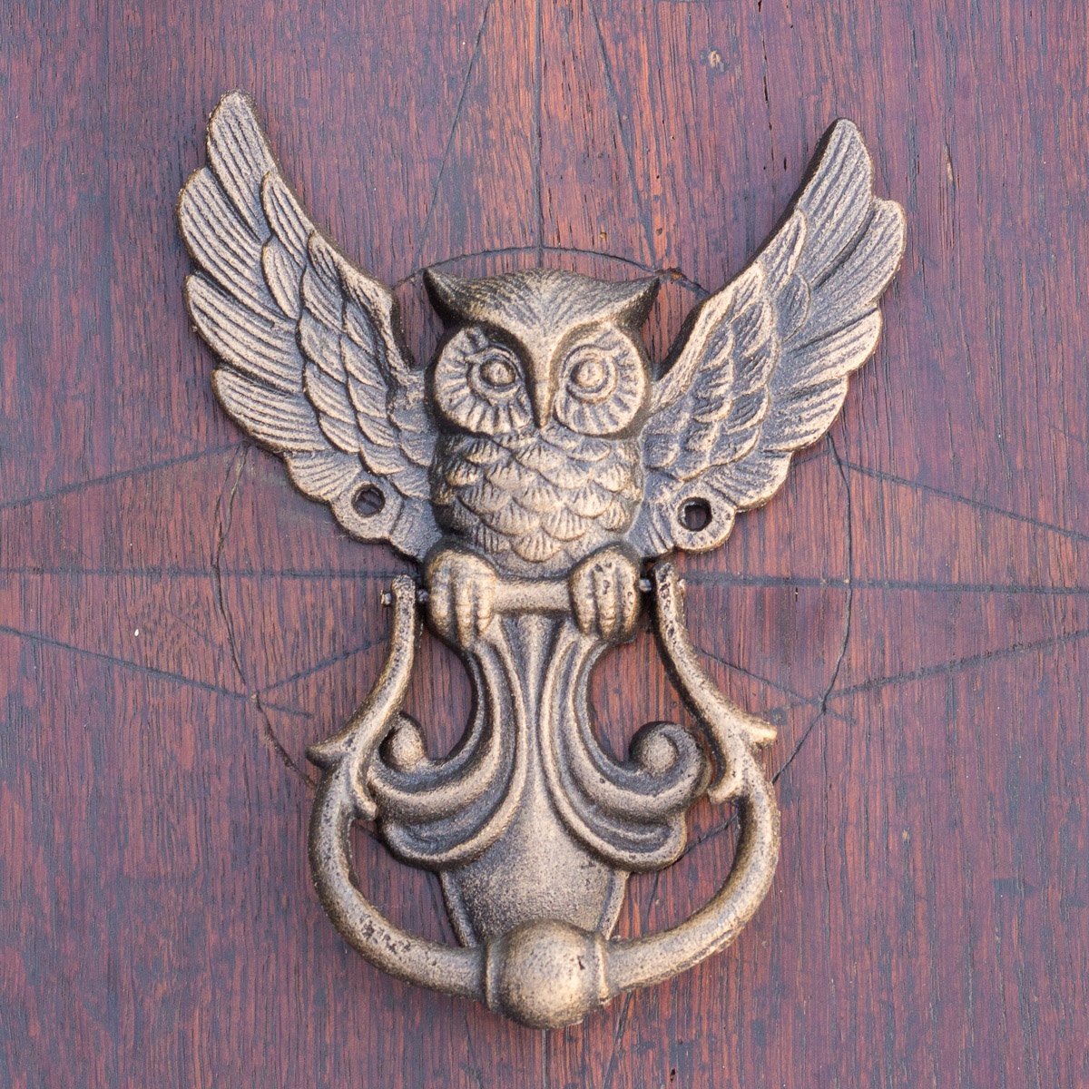 Antikas Heurtoir de porte - En forme de chouette - Poignée de porte en fonte - Style ancien.