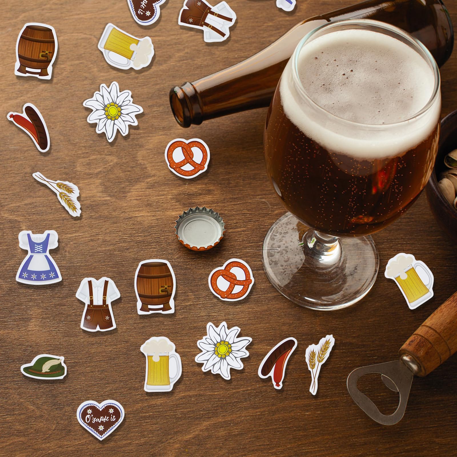 NATOSU 100 Stück Konfetti Oktoberfest Holzkonfetti Bayern Tischdeko Edelweiß Bier Dirndlhose