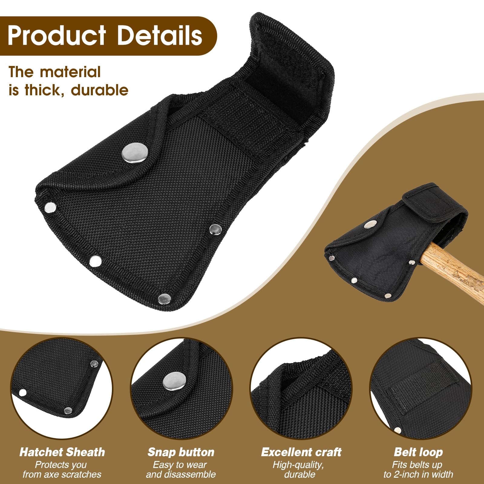 Molain Hatchet Sheath, Hatchet Head Sheath, Axe Head Cover for 1-1/4lb Axe, Double Snap Hatchet Blade Protector Hatchet Cover, Hatchet Edge Protector for Outdoor Work Axe Jacket