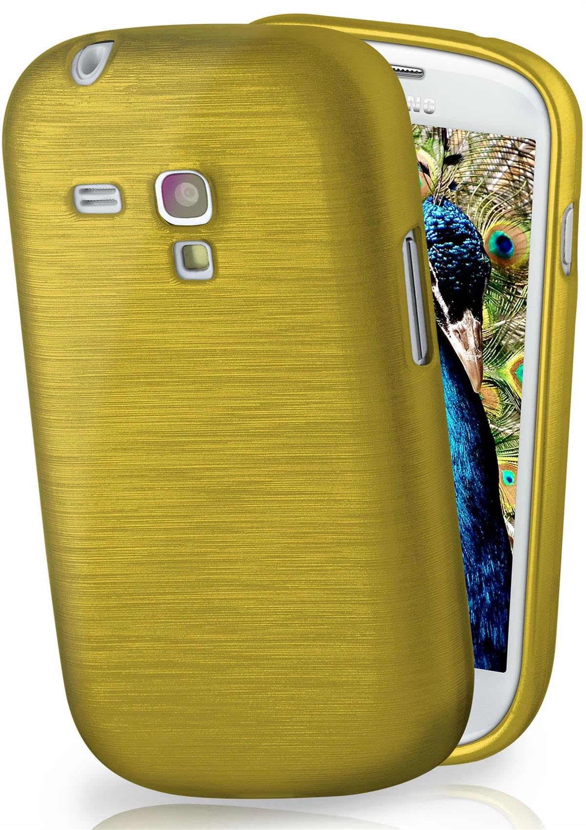 Stylish brushed aluminium look & strong grip | Ultra thin silicone case suitable for Samsung Galaxy S3 Mini in Green