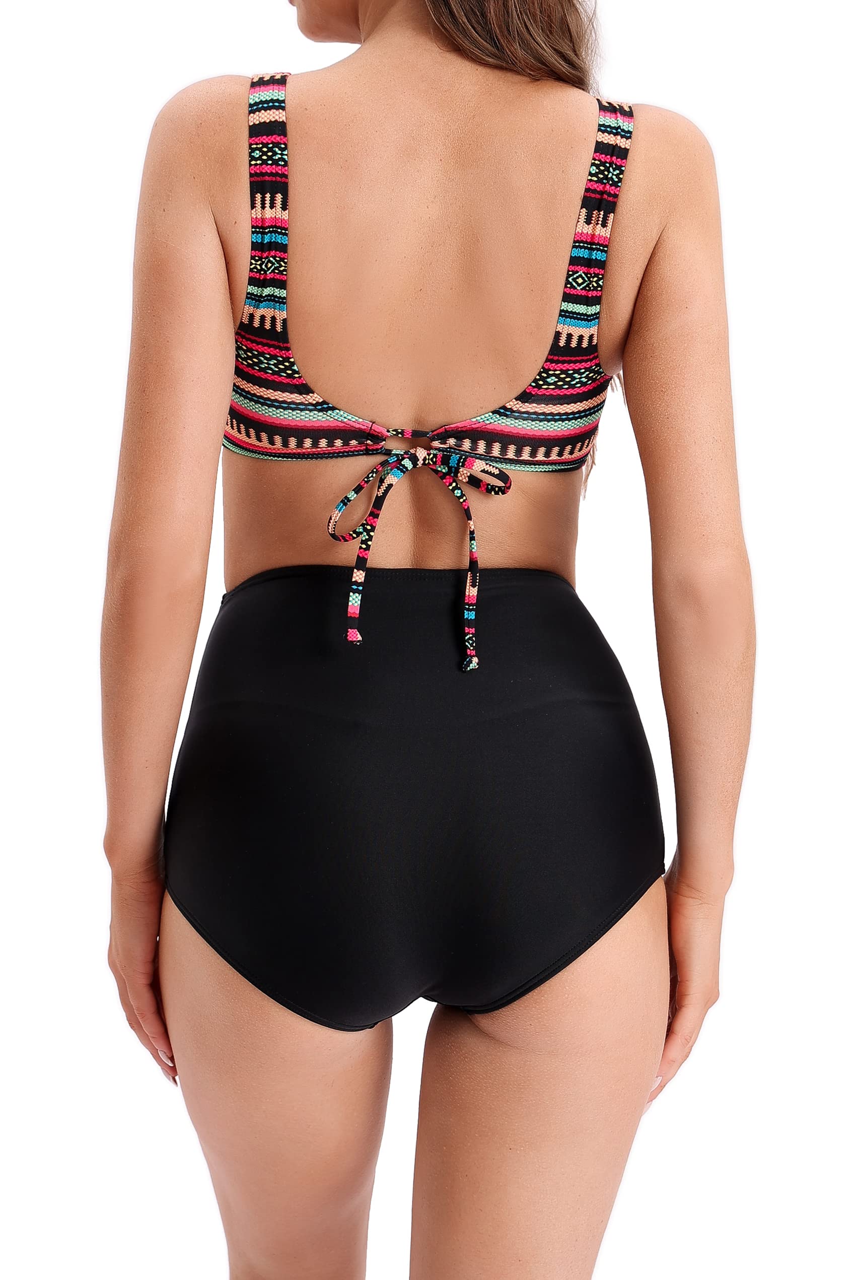 Laorchid damski strój kąpielowy, dwuczęściowy zestaw bikini z wysokim stanem, seksowny strój kąpielowy, bandeau, bikini, wyściełane, zestaw tankini