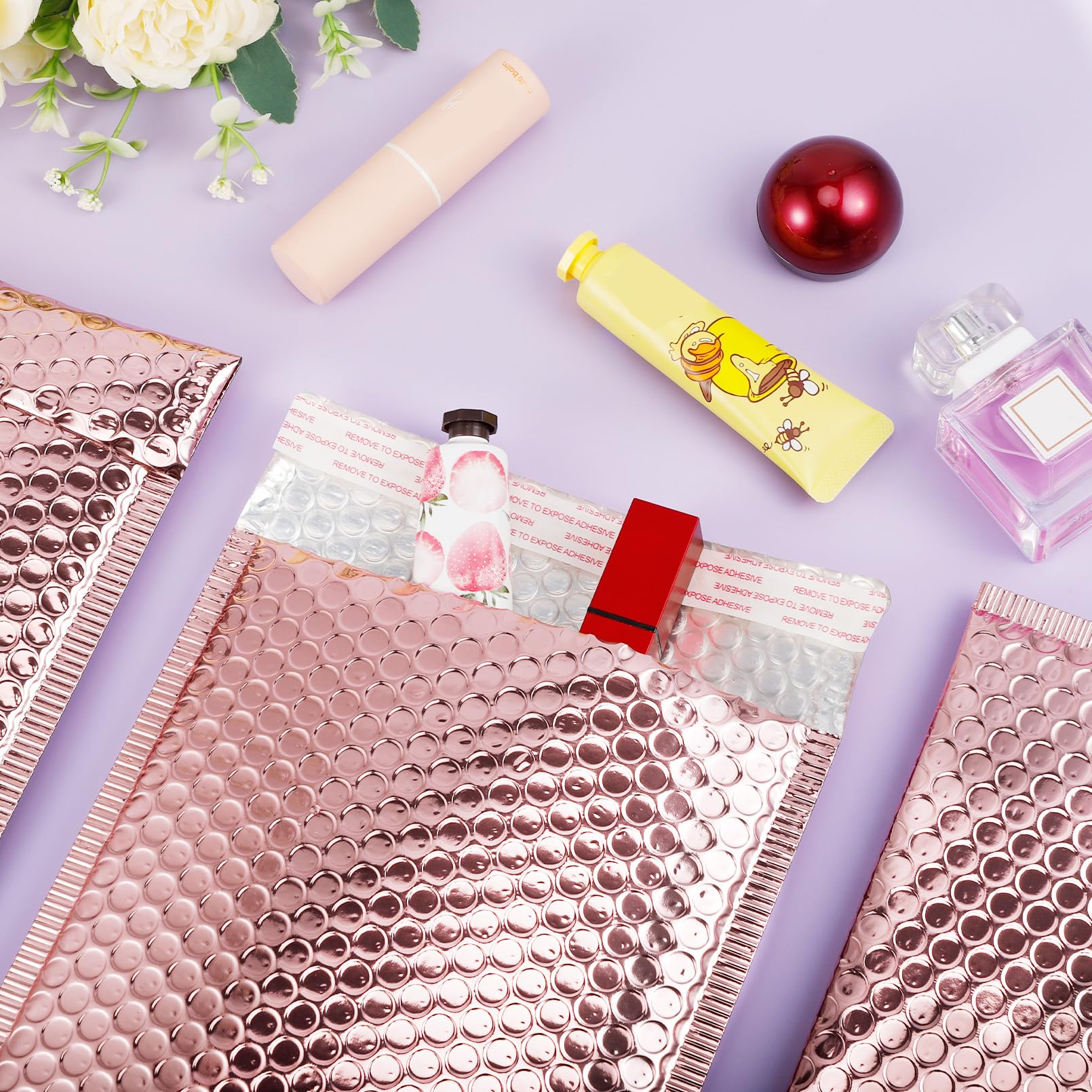 30 Stück Luftpolsterumschläge Holographisch,Luftpolstertaschen Selbstklebend,Luftpolster Versandtaschen,Wasserdichte Gepolsterte Umschläge für Verpackung Aufbewahrung(18x29cm,Roségold)
