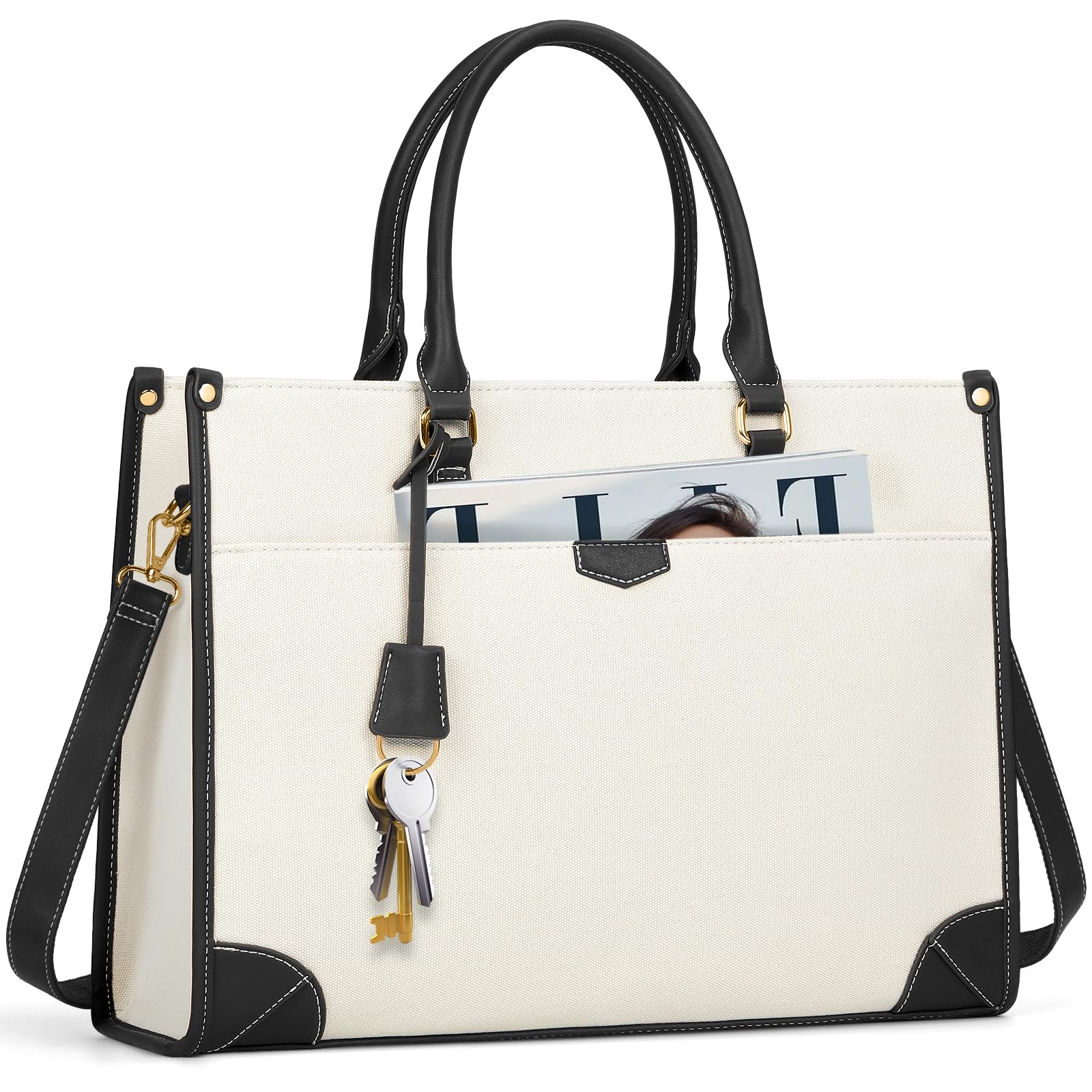 IGOLUMON Bolso de Mujer Grande Bolso Universidad Mujer Impermeable Bolso Portatil Ordenador Mujer 15.6 Pulgadas Tela de Vela Bolso Shopper Bolsa Tote para Oficina Trabajo