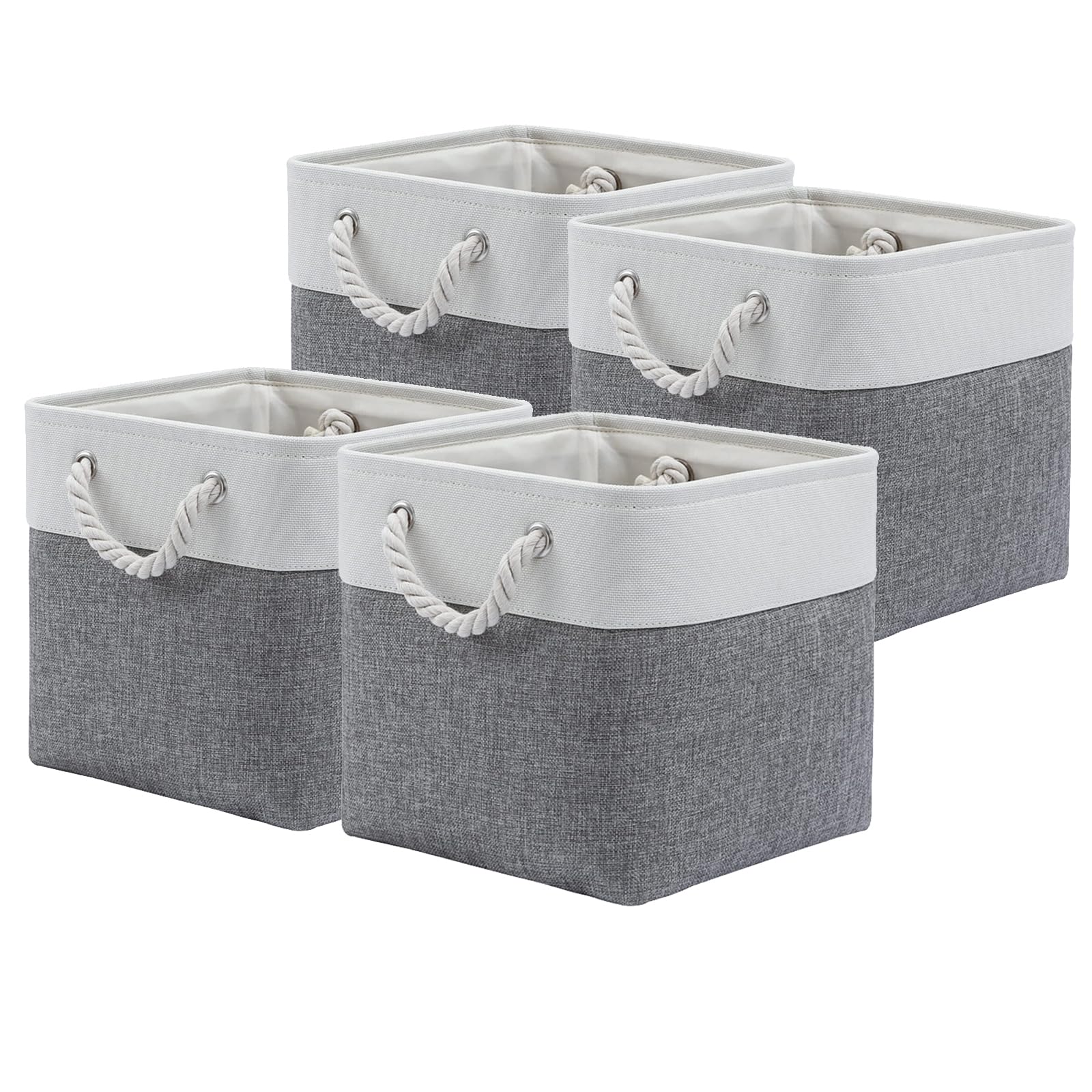 Elnwnnkc Of 4 Fabric Storage Cubes Foldable Toy Organizers Baskets Multipurpose Rope Handle Bins for Clothes and Bedding Cube Organizers Bins