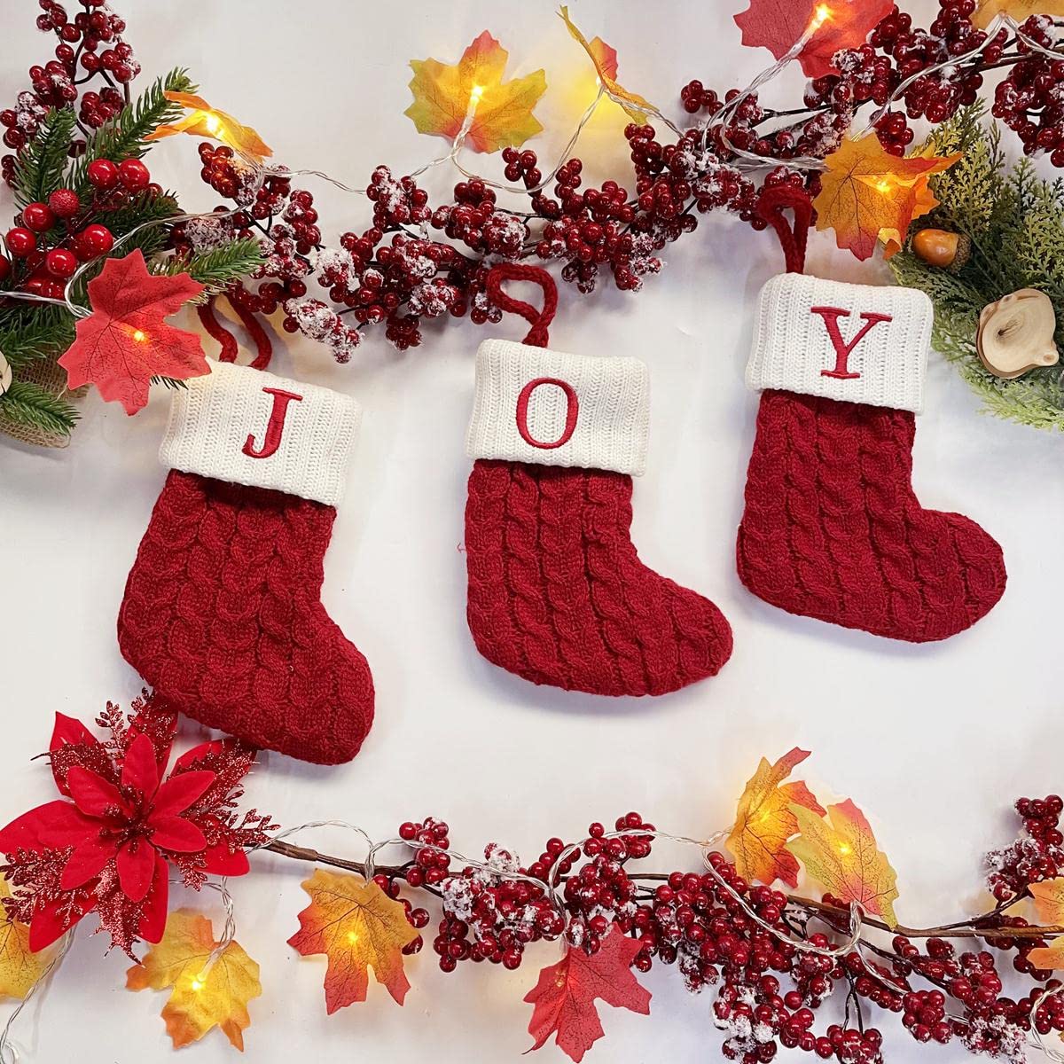 Chaussette tricot rouge à suspendre motif flocon rouge DEO4063462 Chaussette tricot rouge à suspendre motif flocon rouge DEO4063462