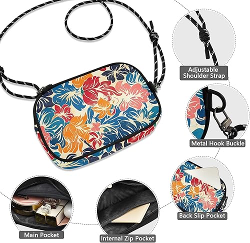 Miniatura 4 de KLL Colorful Retro Flower Patterns Cute Crossbody Bags for Men Beauty with Adjustable Strap Small Shoulder Bags Have a meal