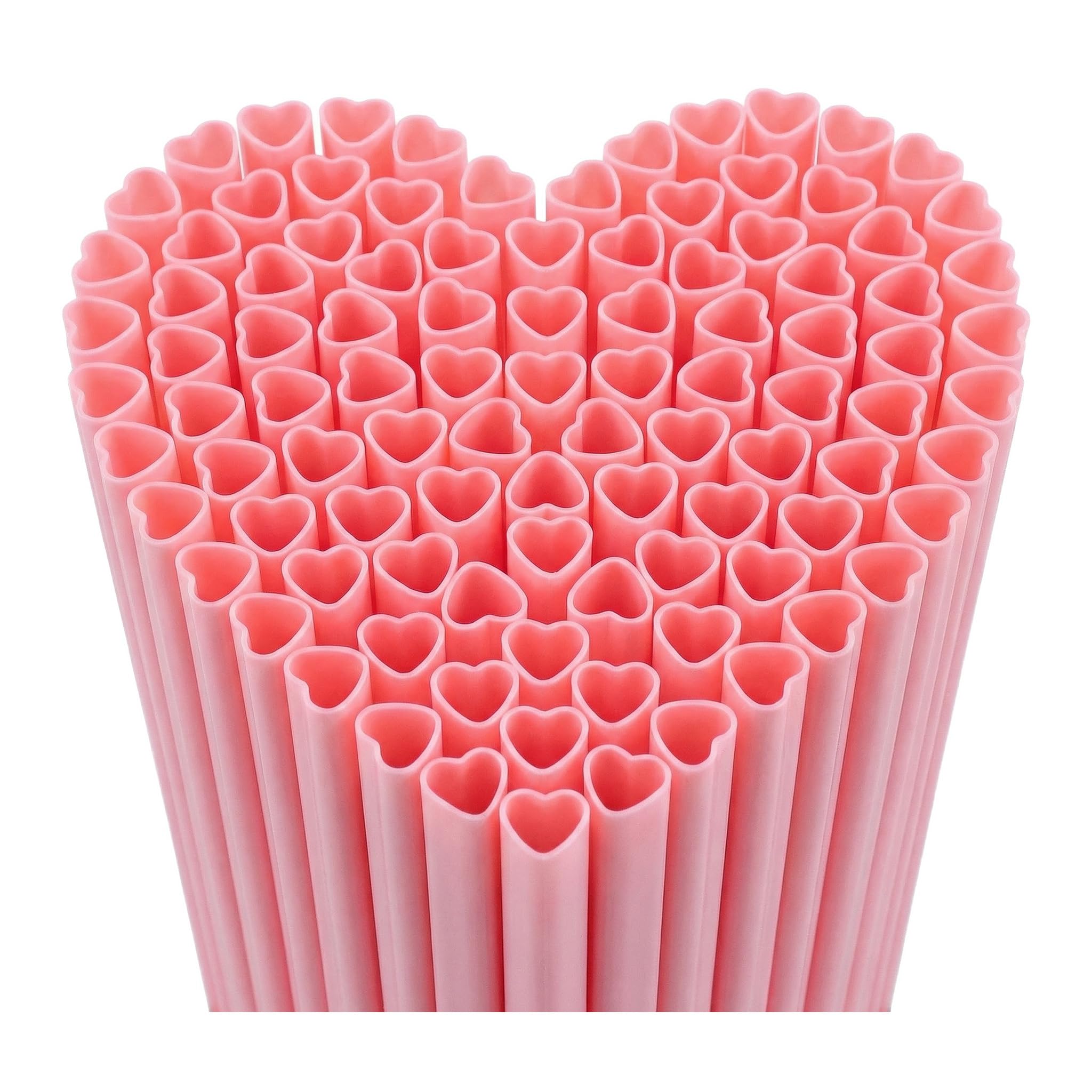Photo 1 of 100pcs Heart Shaped Straws Pink Individually Wrapped Cute Straws Disposable Drinking Straws,Cocktails & Events,Bridal Shower,Wedding Party,Birthday party Decorations