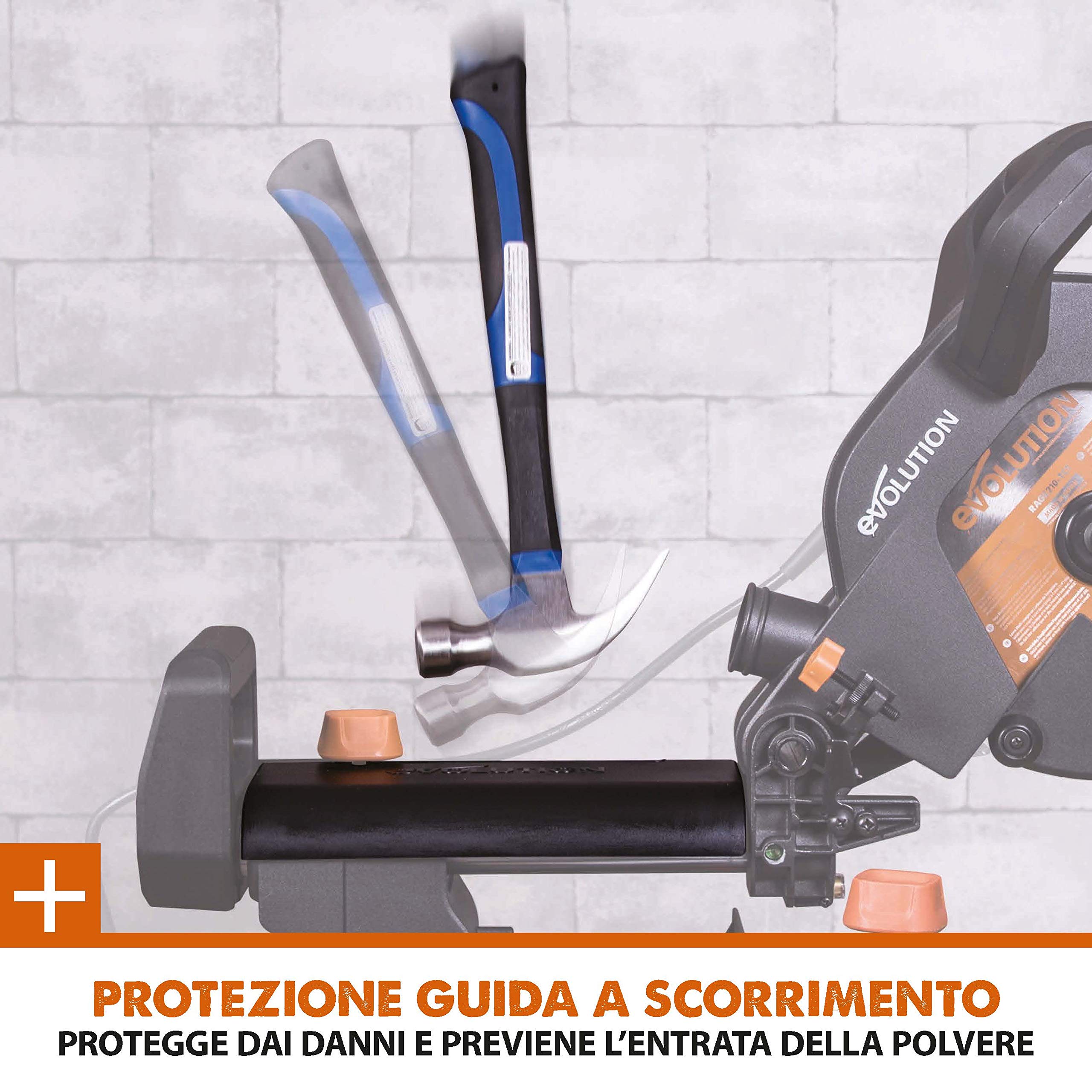 Evolution Power Tools R255SMS+ Troncatrice Radiale Scorrevole Multi-Materiale 255 mm con Pacchetto Plus, 230 V