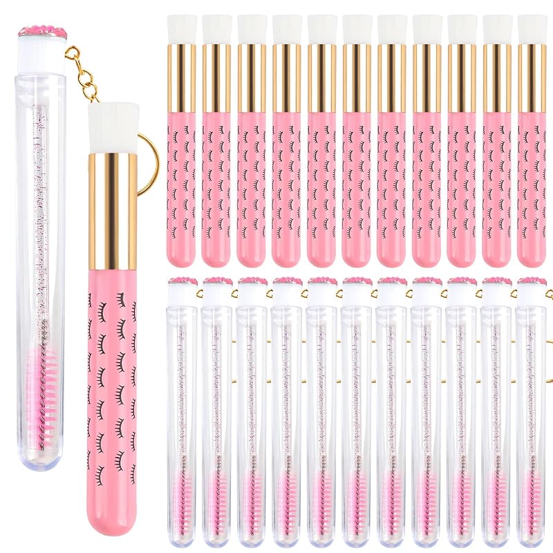 Kit myaokue-up com 30 pincéis para limpeza de cílios, cerdas sintéticas e cabo de plástico