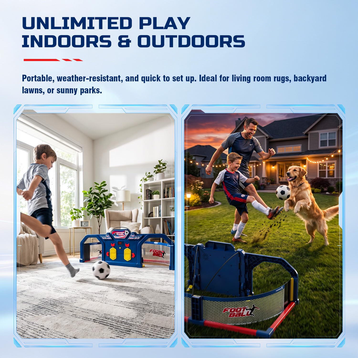 Eagle Stone Fußball Trainer Fußballtor mit LED-Punktanzeige, 4-in-1 Fußball-Trainingsgerät, Fußballtraining Spiele Fußballaktivitäten Indoor & Outdoor Spielzeug ab 4 Jahre
