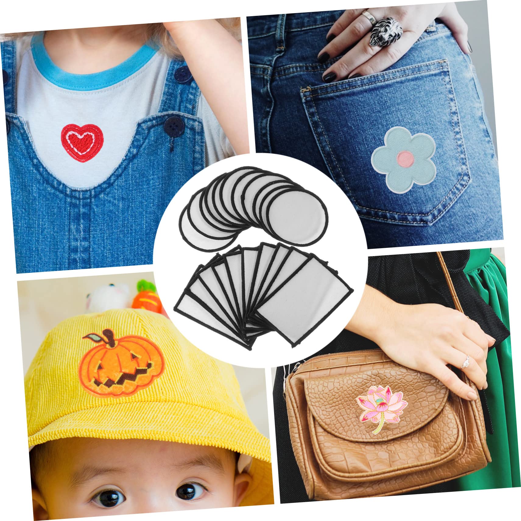 SHINEOFI 100pezzi Toppe Termoadesive Bianche Per Riparazioni e Decorazioni Di Abbigliamento Patches Fatti Mano Per Jeans e Borse Per Personalizzazione e Rinnovo Outfit