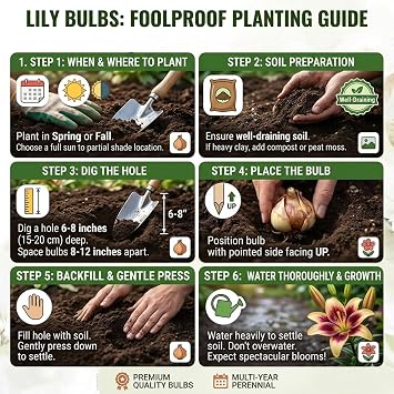 Lily Bulbs for Planting Now, Excellent Display- Suitable for Garden Plants- Landscape Design-4 Bulbs-D