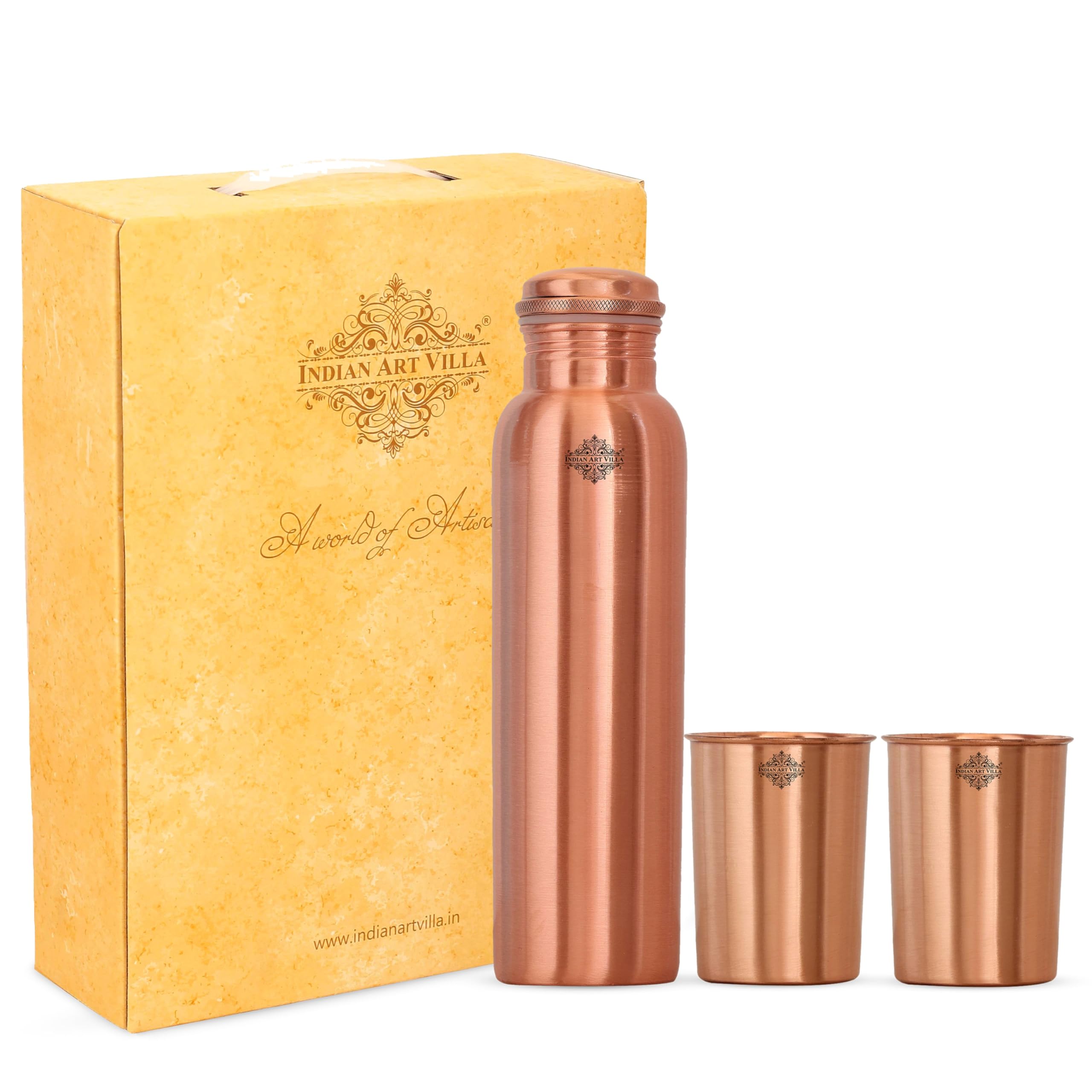 Buy INDIAN ART VILLA Pure Copper Drinkware Gift Set, Matt Finish