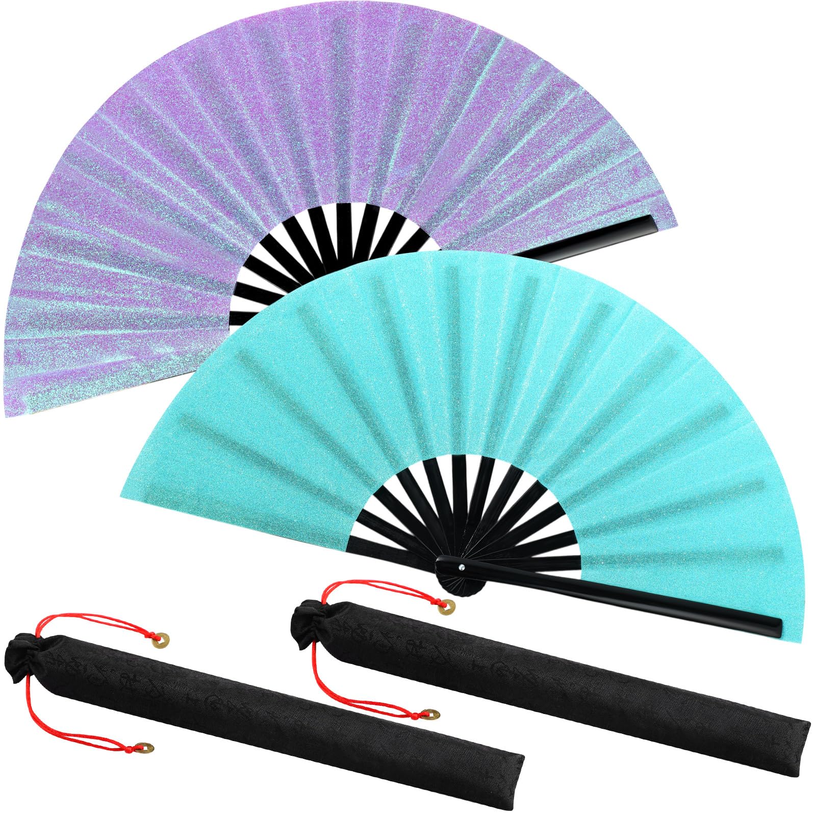 Maitys Large Clap Fans for Line Dancing Large Chinese Folding Hand Fans for Men and Women, Festival, Tai Ji, Kungfu, Martial Art, Gifts