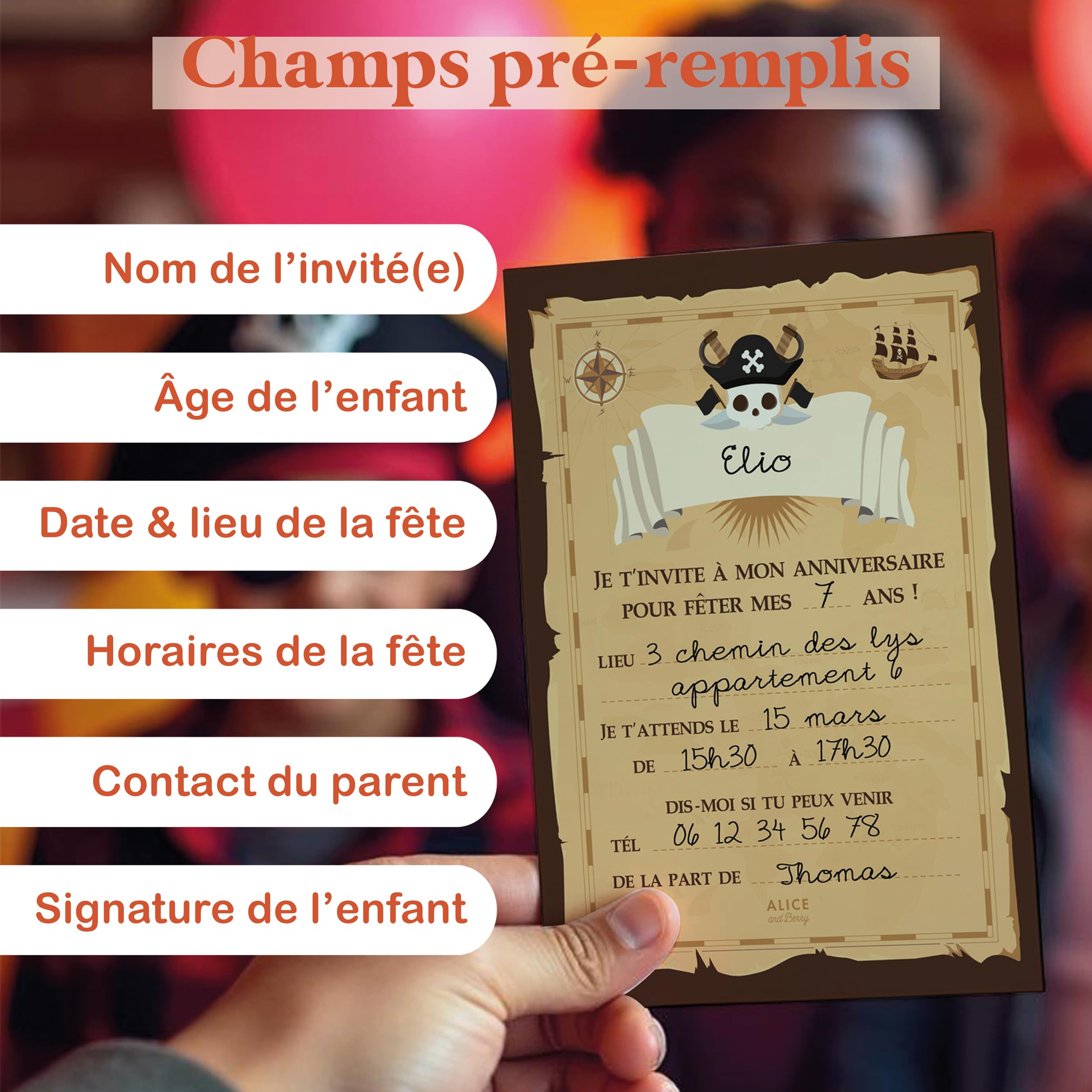 Lot De 12 Cartes D'Invitation Pour 5E Anniversaire D'Enfant - 5E Anniversaire Fille Garçon