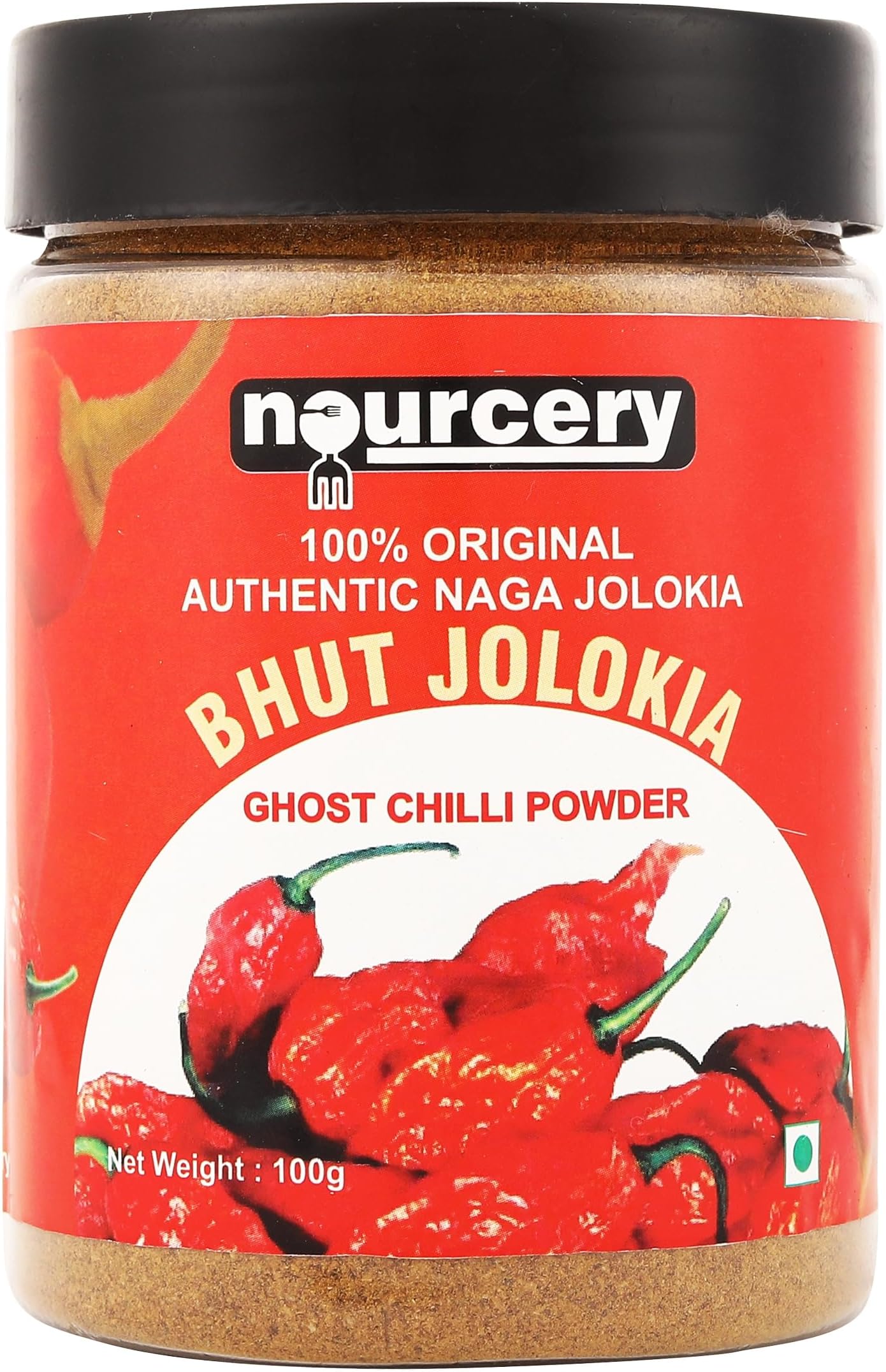 Nourcery Ghost Pepper Powder 100 Gm | Also Called Bhut Jolokia Chilli Powder | Extremely Hot Chilli Powder, It is the world’s hottest chilli Powder, 100gm (Ghost Chilli)