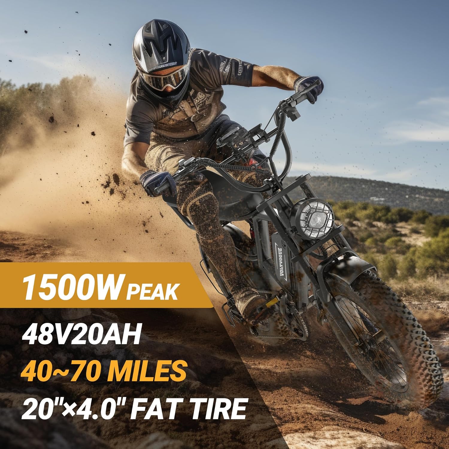 Electric ebike | Full Suspension | Peak 1500w Motor | 31MPH Top Speed | Range 40-70 Miles | 48V 960Wh Removable Battery | LED Headlights | 20-Inch All-Terrain Fat Tires |