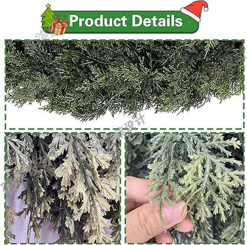 Miniatura 8 de Guirnalda de Navidad de olivo nevado de 6 pies con bayas de pino, guirnalda a pilas con temporizador, guirnalda preiluminada para Navidad, fiesta,
