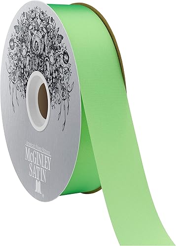 Miniatura 1 de McGinley Mills - Cinta de satén de acetato de 1.3 pulgadas de ancho, verde lima cítrico, carrete de 100 yardas