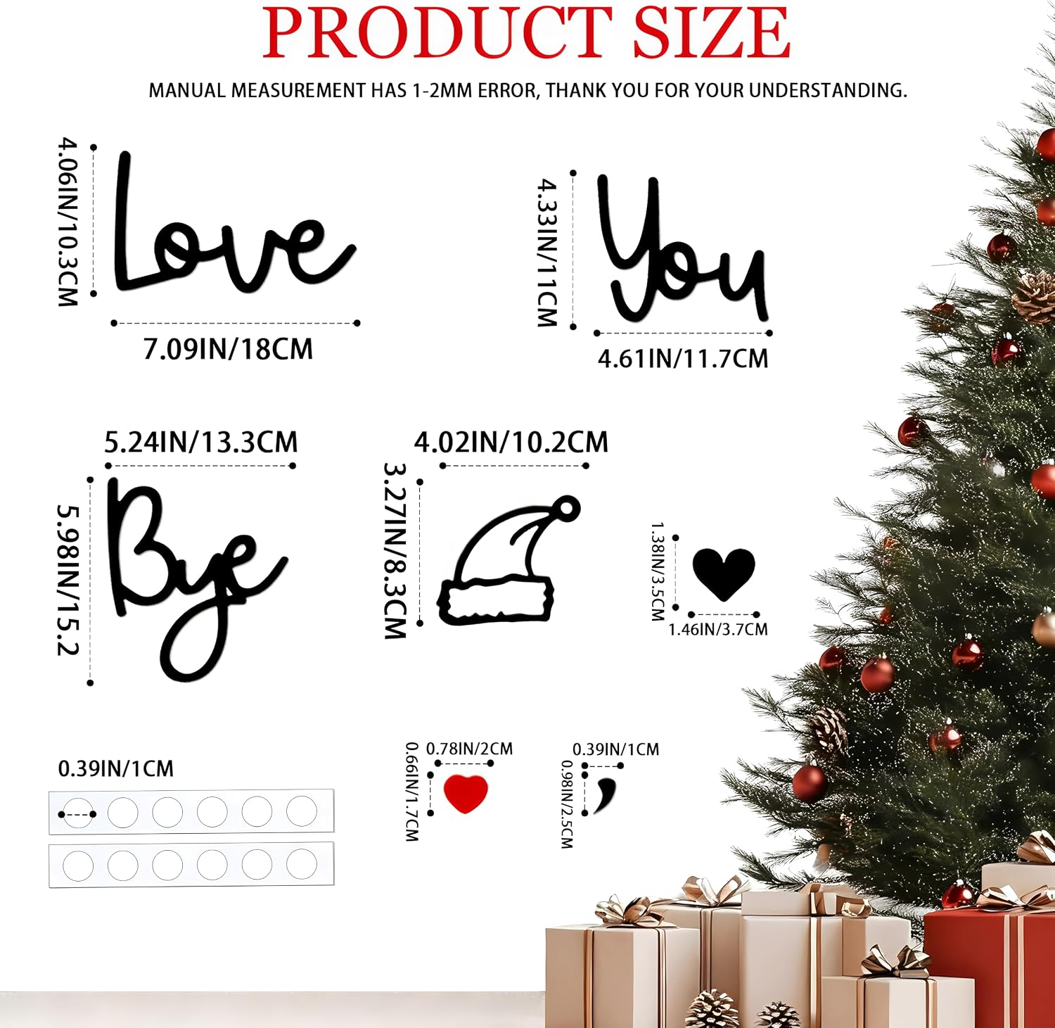 Christmas Love You Bye Wood Sign w/Santa Hat,Express Love&Warm for Family image 3