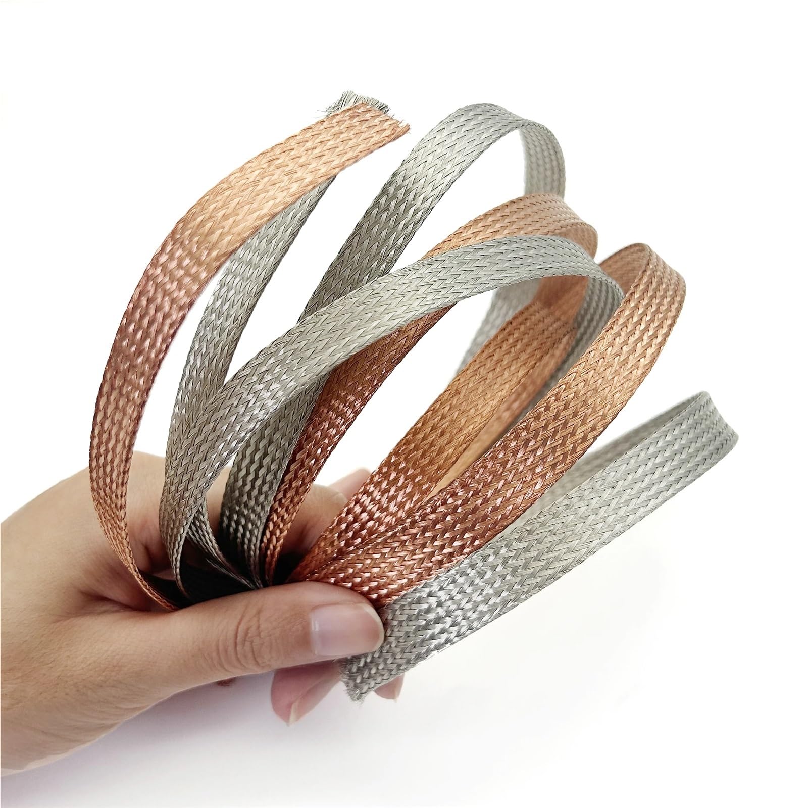 Manguito De Cable Trenzada Cinta de Manga Trenzada Cobre 5M/2M, Malla metálica ID 2mm ~ 28mm, Cable conducto y Manguera Funda De Cable Trenzado Expandible Pet(Color2,10mm x 5M)