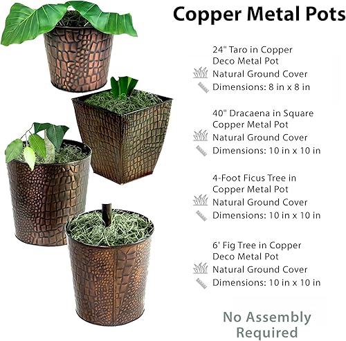 Miniatura 3 de LCG Florals - Árbol artificial de 6 pies para interiores en maceta de cobre, planta falsa de casa y decoración del hogar para sala de estar,