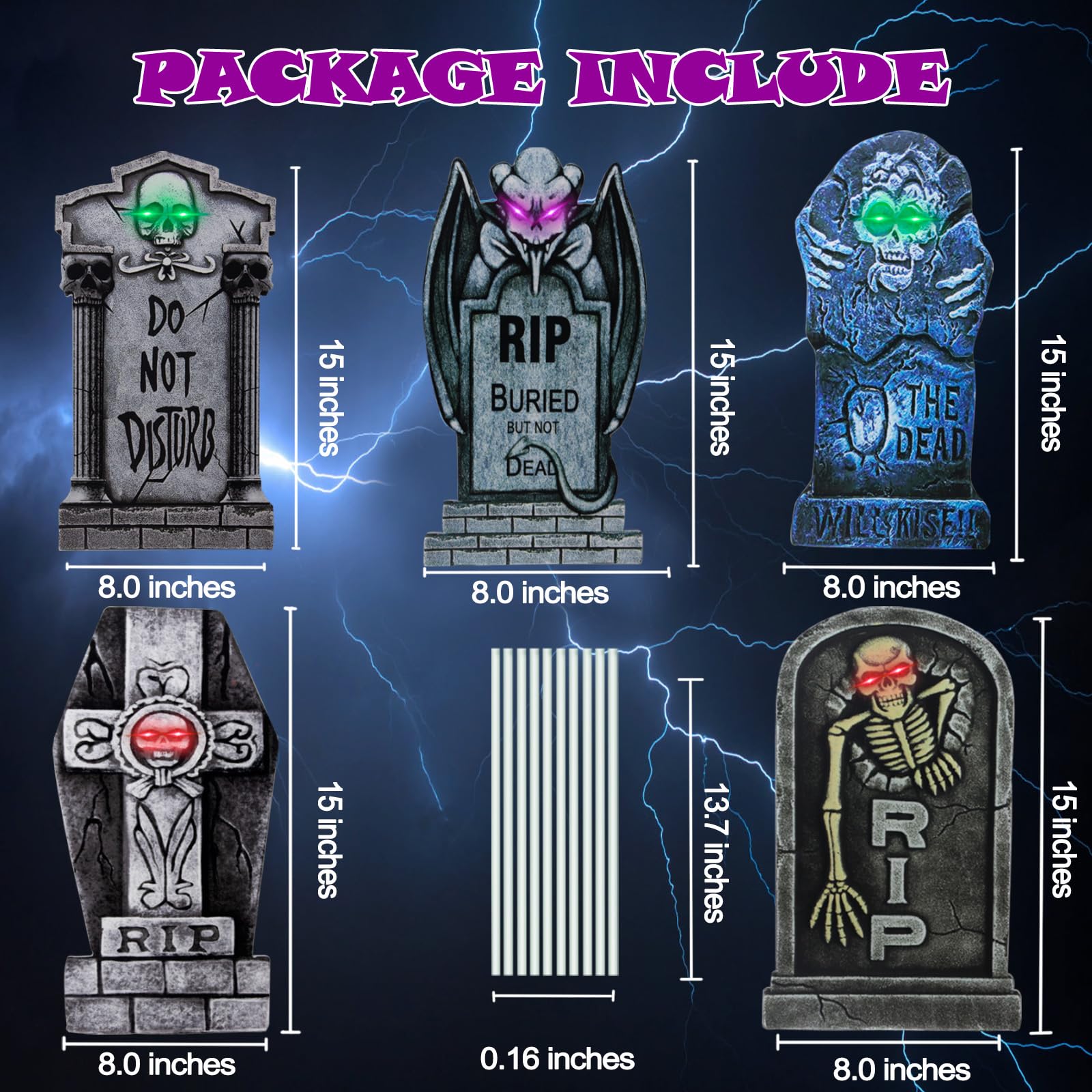 Zeptrix Halloween Grabsteine Set – 9 Stück, Kunststoff, Mit Pfählen Für Garten & Hofdekoration