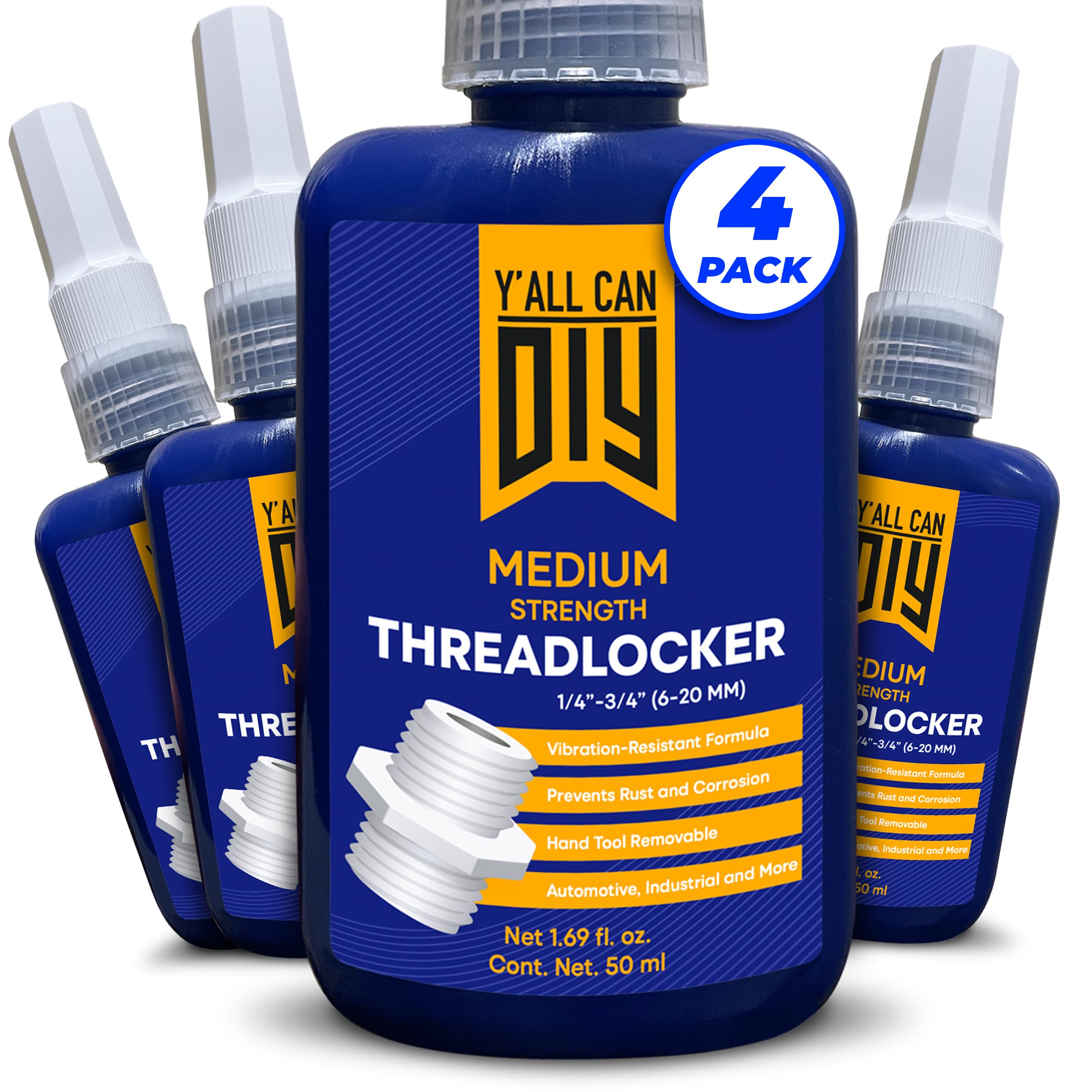 Snapklik.com : 4 Pk X 1.69 Floz Medium-Strength Blue Threadlocker For ...