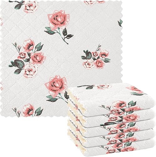 FRODOTGV Vintage Traditional Roses Beautiful Bouquet Microfiber Hand Towels Table Tea Towel Country Terry Cloth Dish Towel Decorative Hand Towels