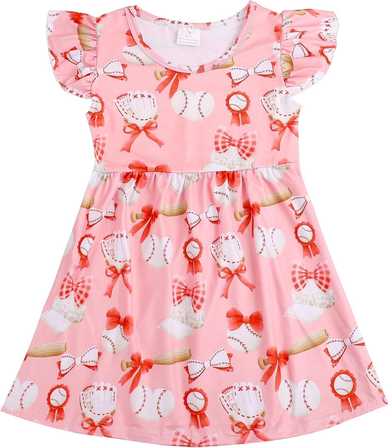 Toddler Girls Dress Cartoon Casual Print Dresses Flutter Sleeve Outfits 2-8Y - Image 2