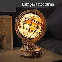 Vista 4 de ROKR Rompecabezas de madera 3D para adultos, globo iluminado con soporte, 180 piezas de rompecabezas 3D, kit de modelo LED integrado, regalos